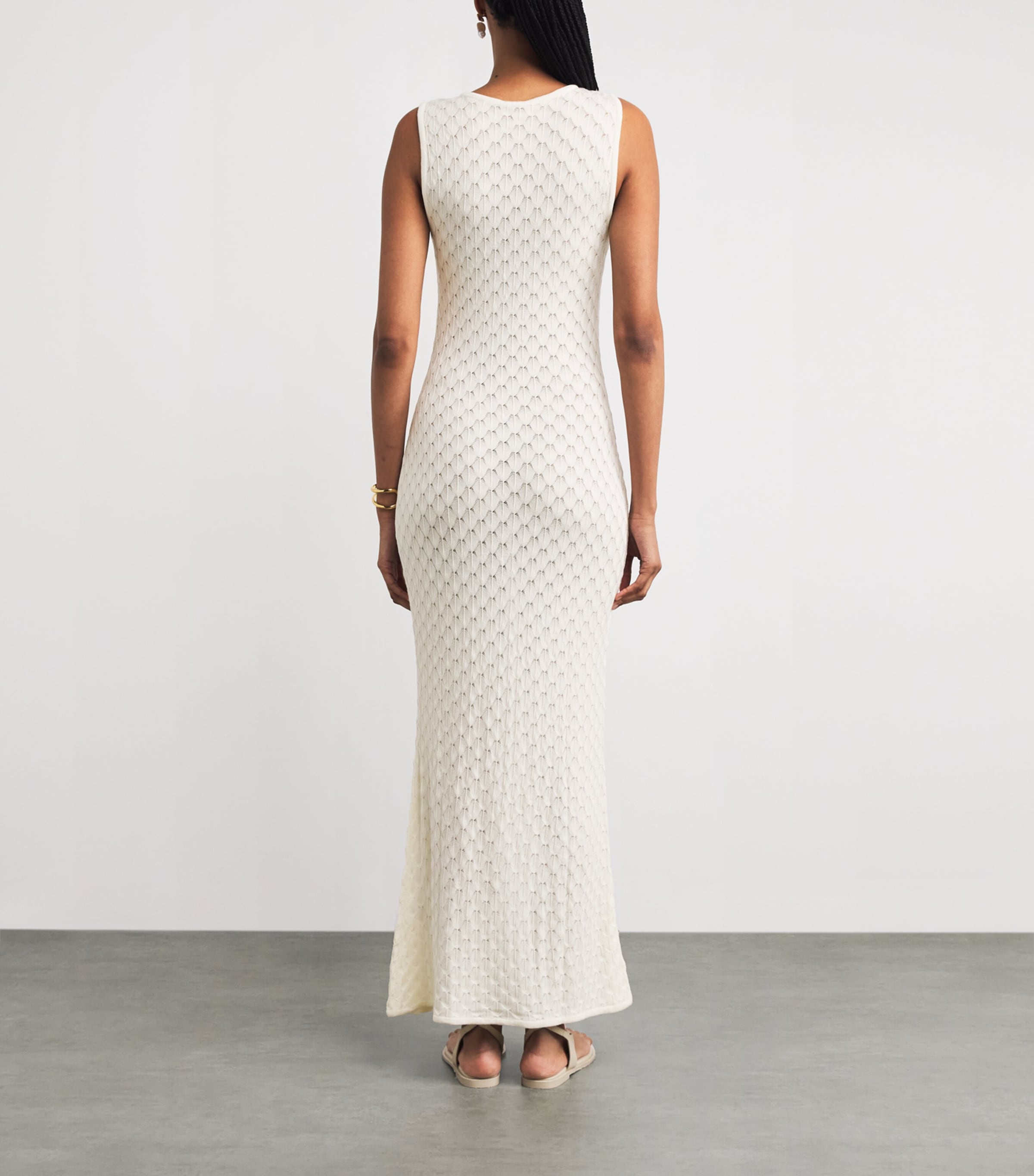 Crochet Sleeveless Dominica Maxi Dress NATURAL Image 3