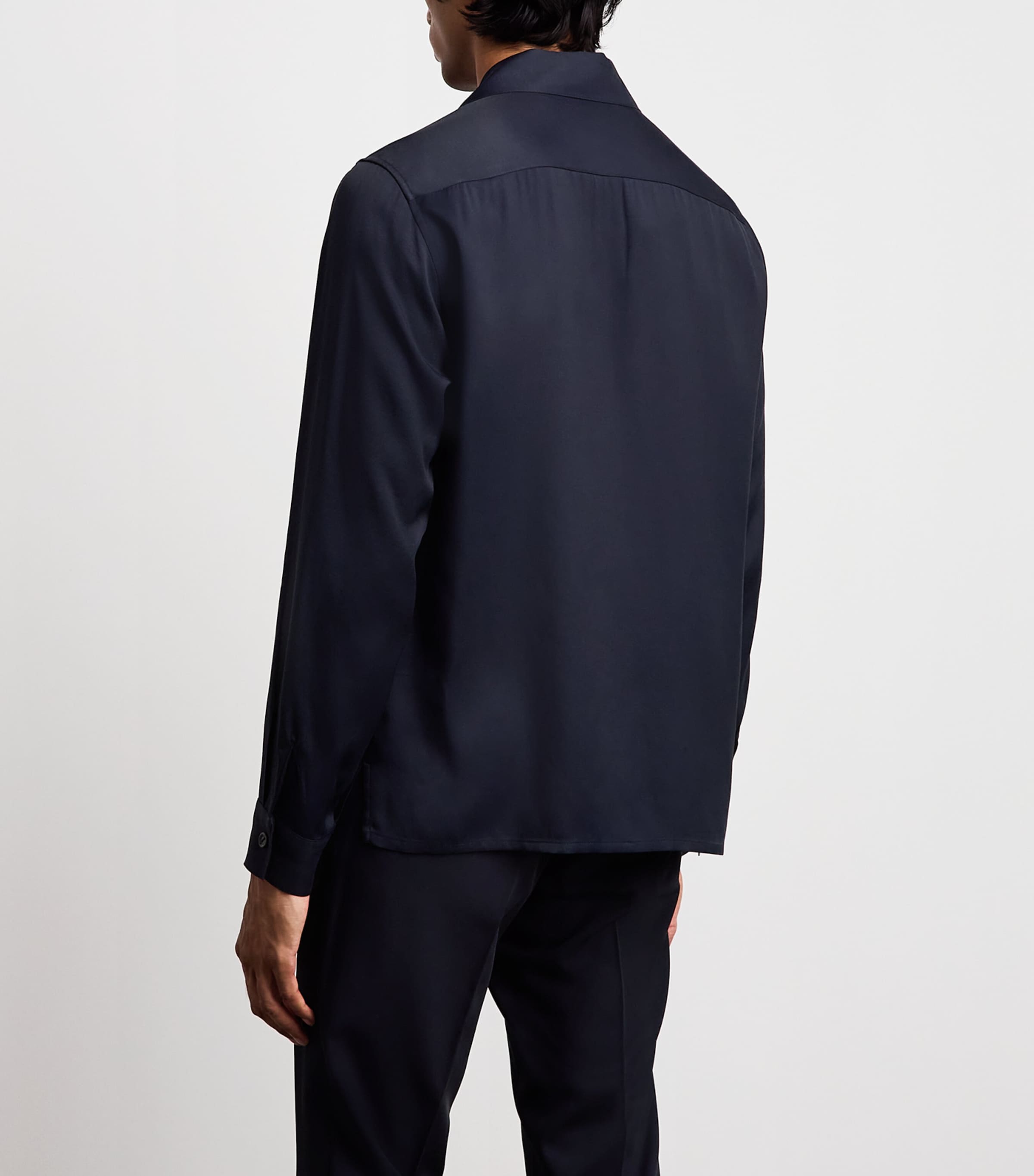 Sandro Paris Mens Notched-Collar Shirt Midnight Blue Image 5