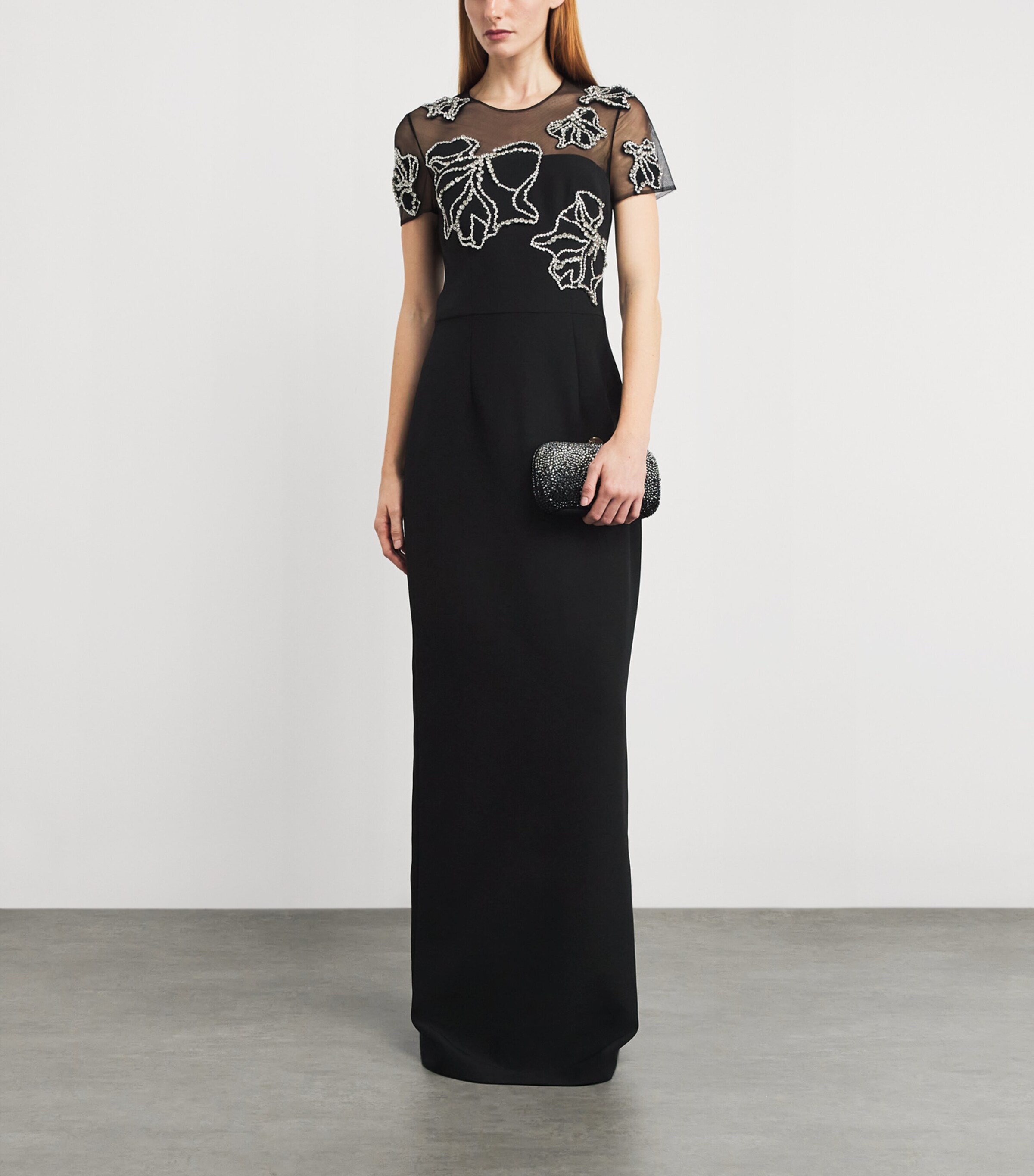 Safiyaa Womens Crepe Embellished Solani Gown Black With Crystal Image 2