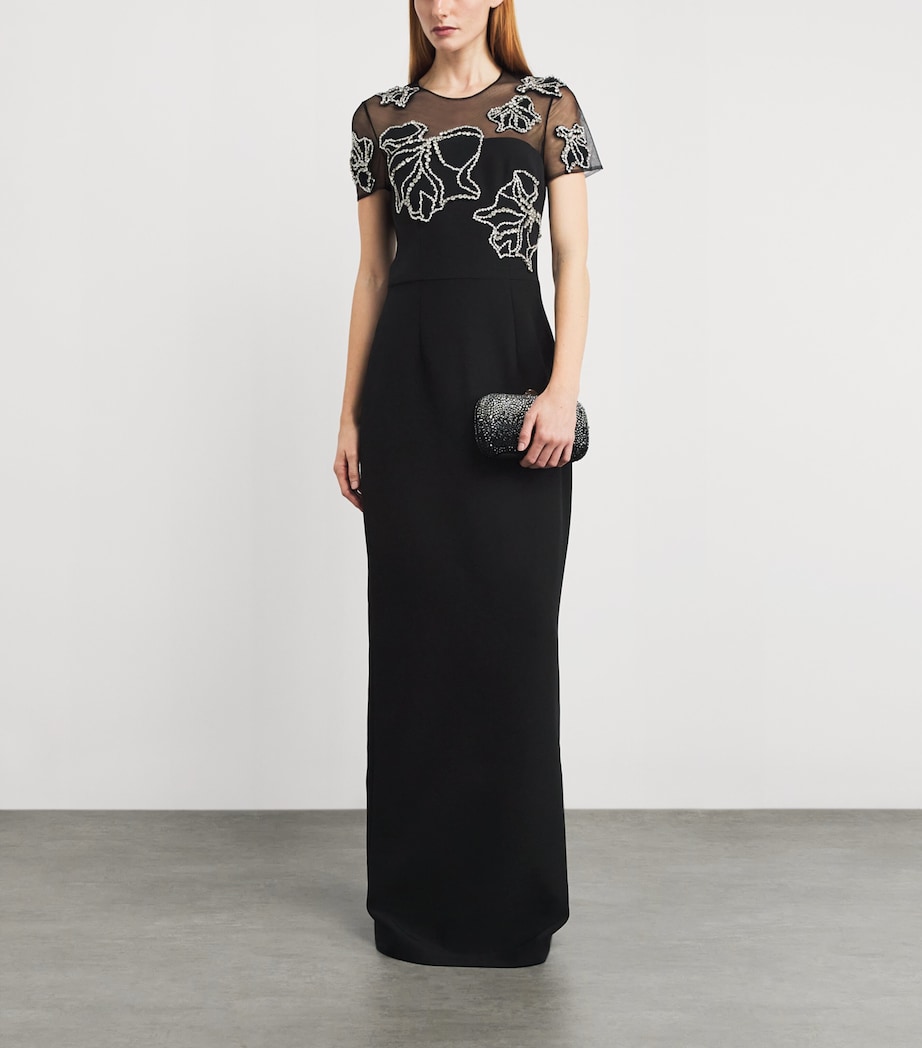 Safiyaa Womens Crepe Embellished Solani Gown Black With Crystal Image 2