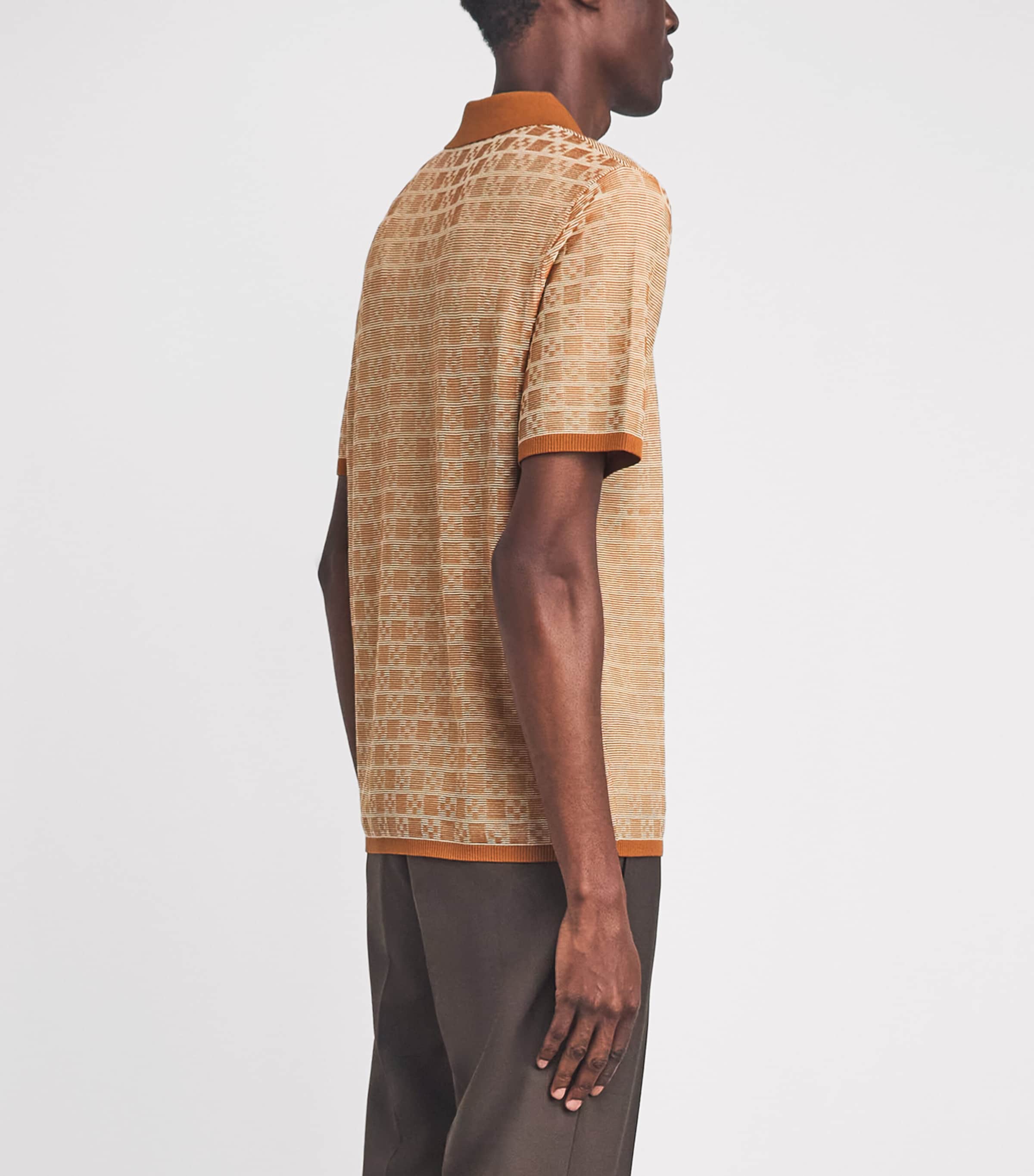 Sandro Paris Mens Jacquard Polo Shirt Camel Image 5