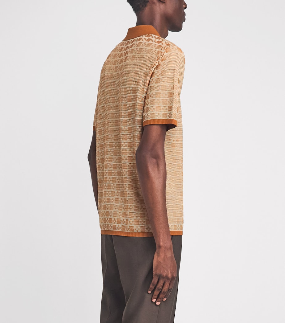 Sandro Paris Mens Jacquard Polo Shirt Camel Image 5