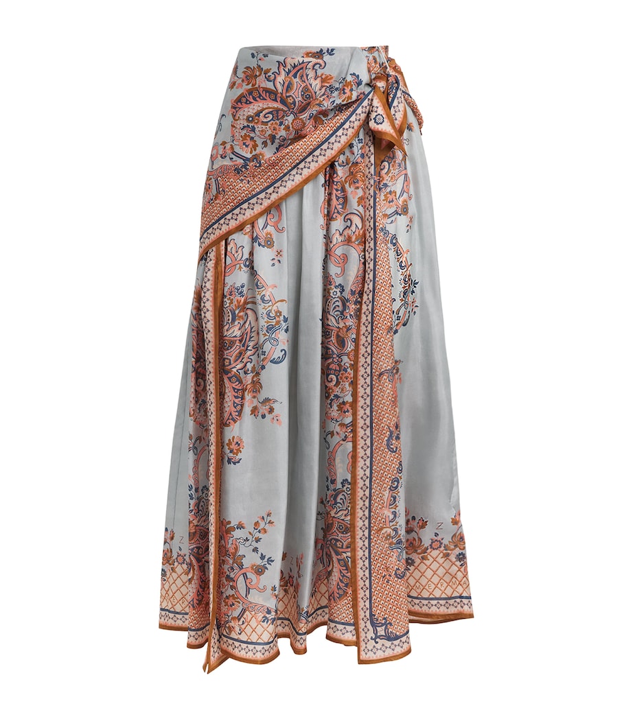 Zimmermann Womens Silk Printed Aster Midi Skirt Blupf Blue Psly Flrl Image 1