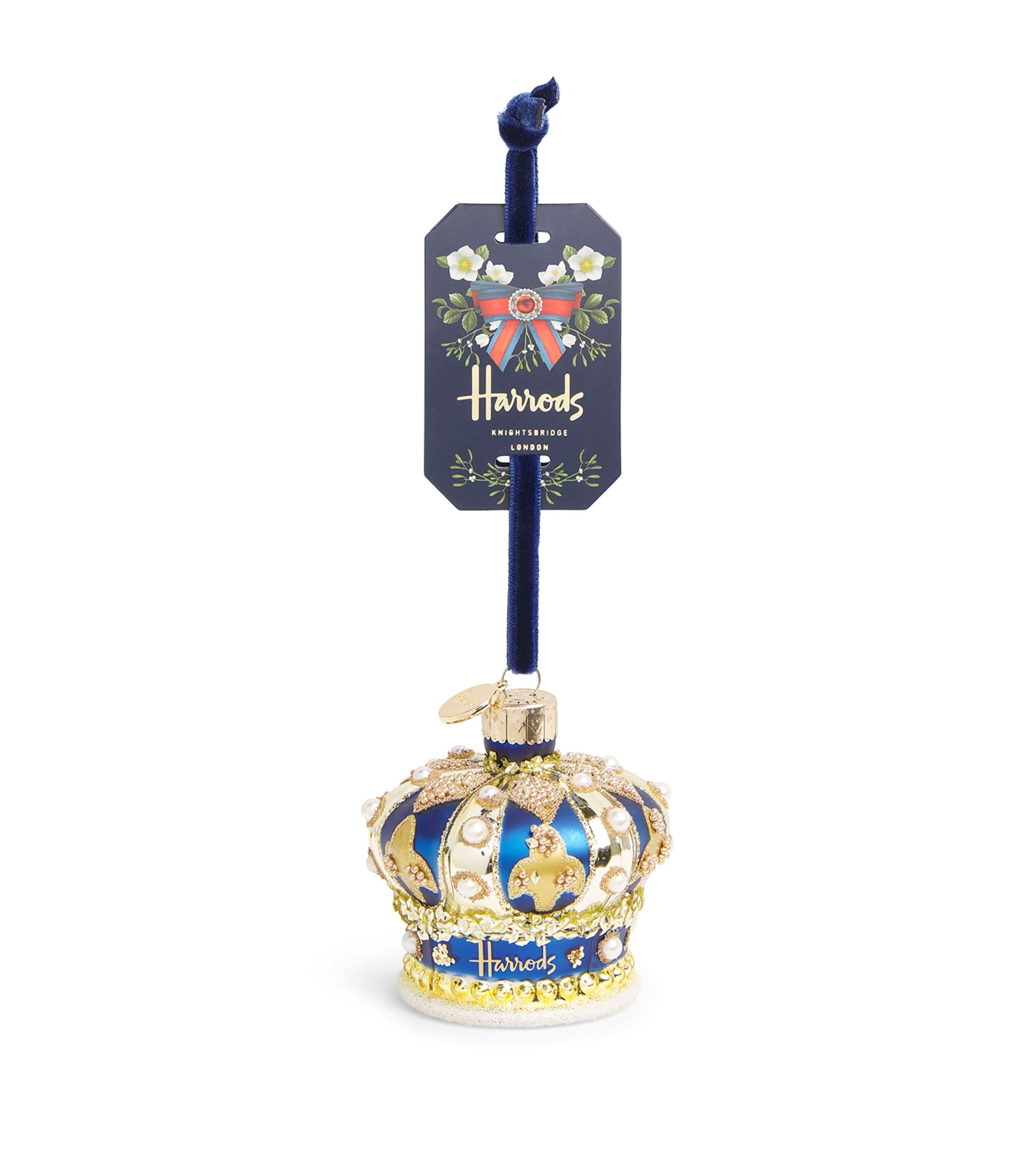 Harrods Embellished Crown Tree Decoration In Blue