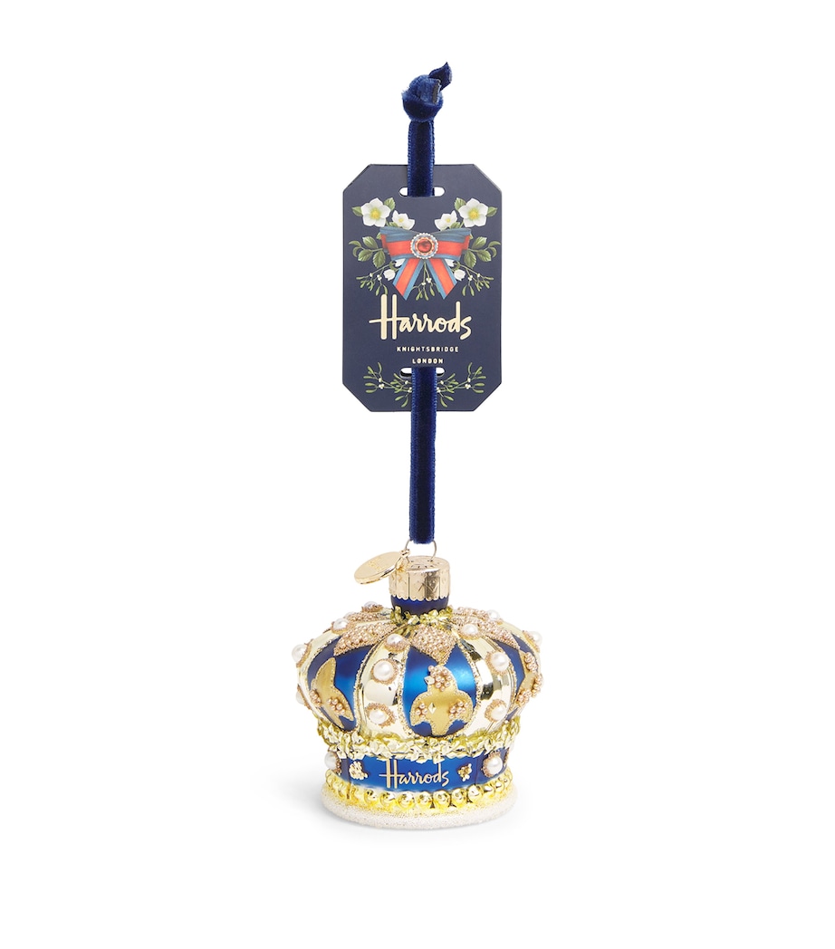 Embellished Crown Tree Decoration DARK BLUE/GOLD Image 1
