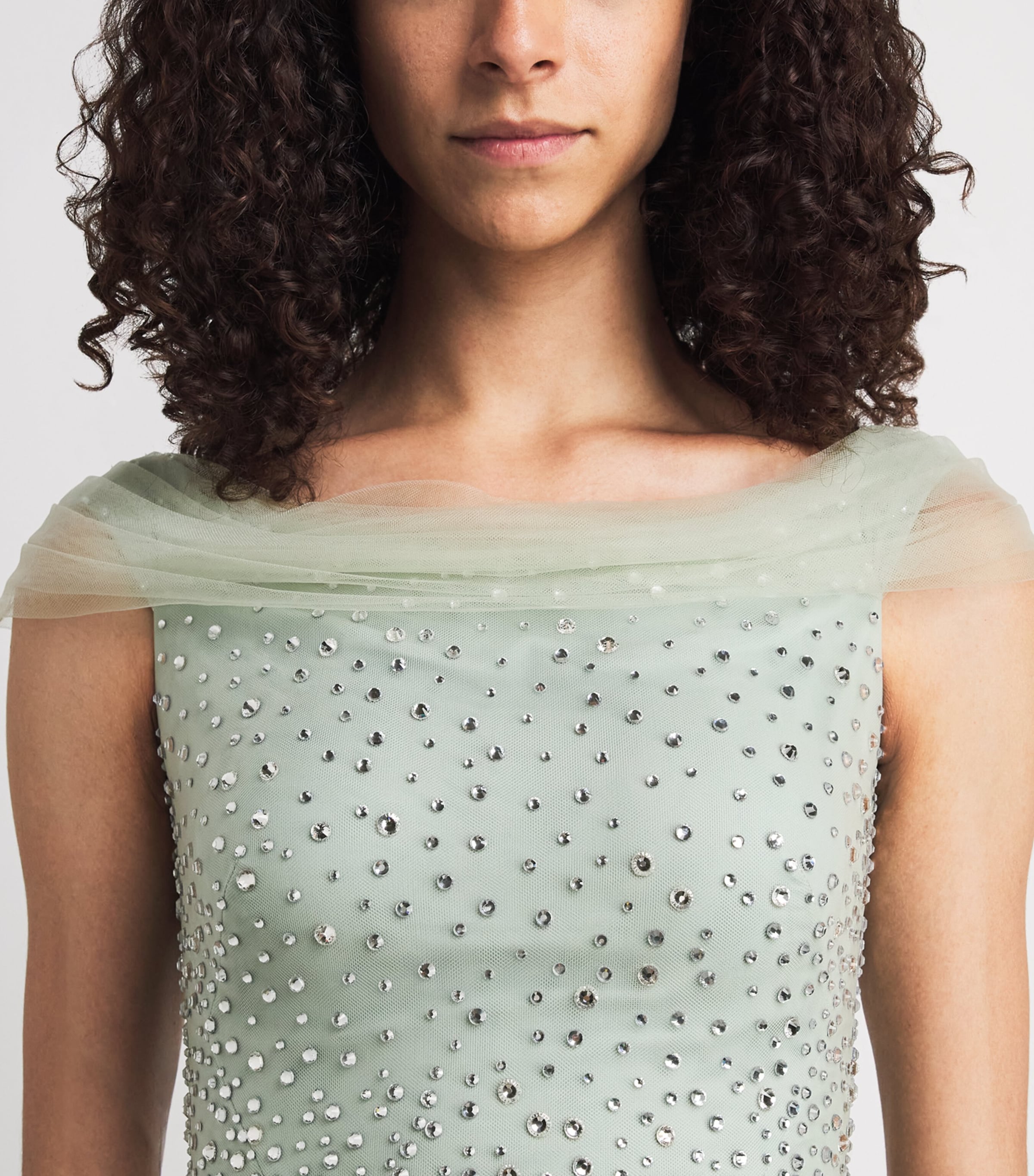 Jenny Packham Womens Tulle Embellished Shayla Gown Eau De Nil Image 3