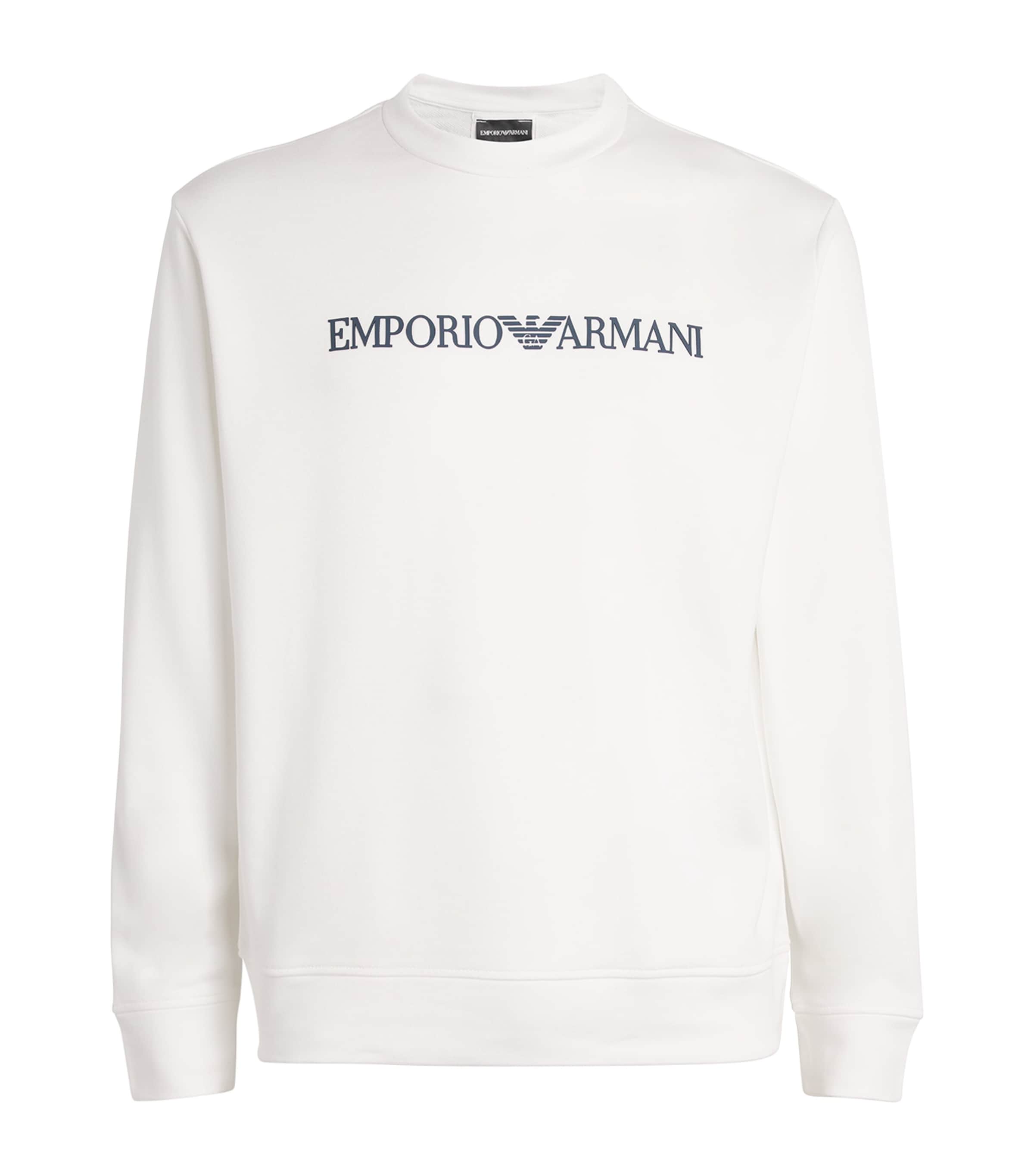 Emporio Armani Cotton-modal Logo Sweatshirt In White