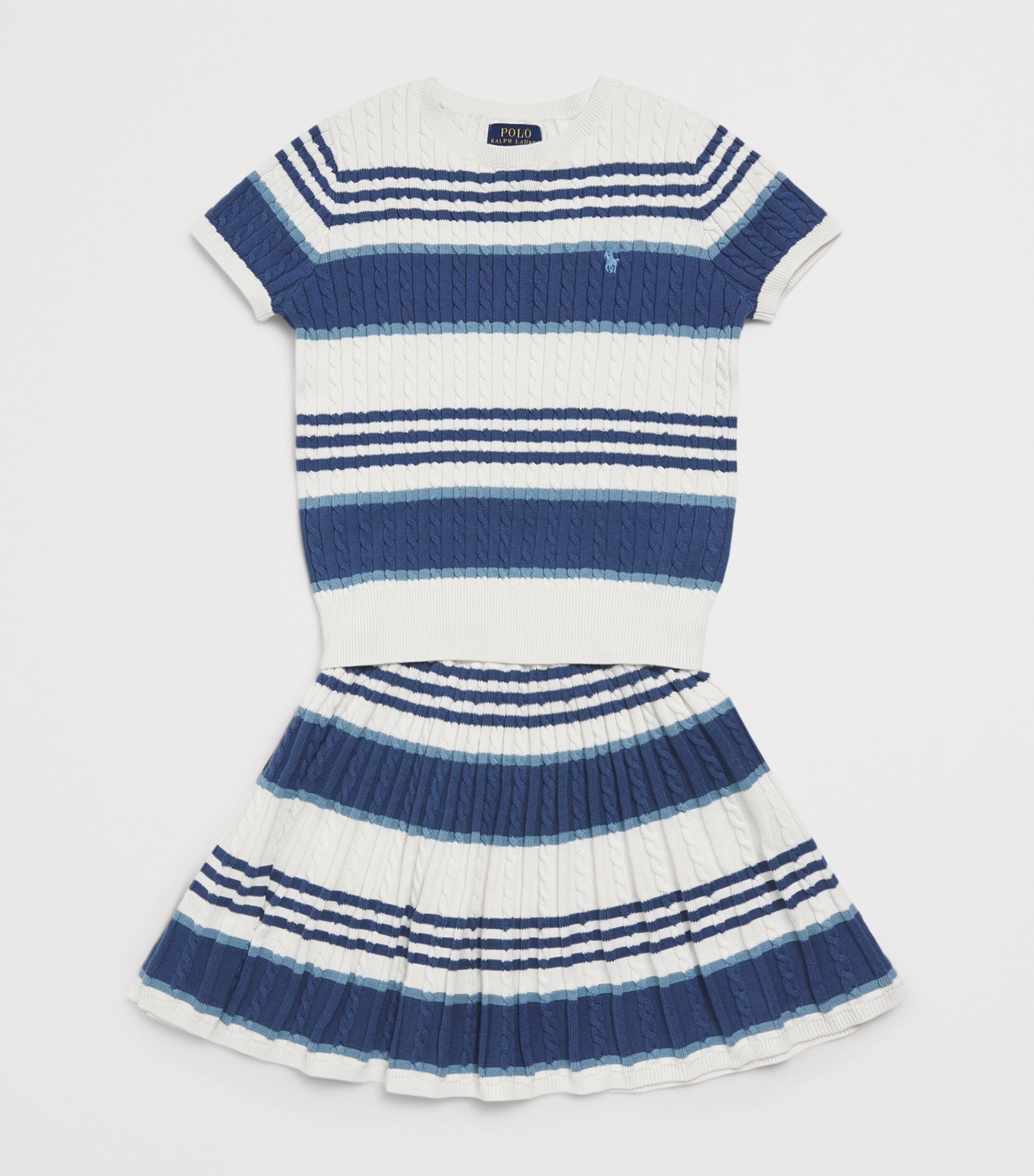 Ralph Lauren Kids Striped Knitted Top and Skirt Set (7-14 Years) Deckwash W Image 3