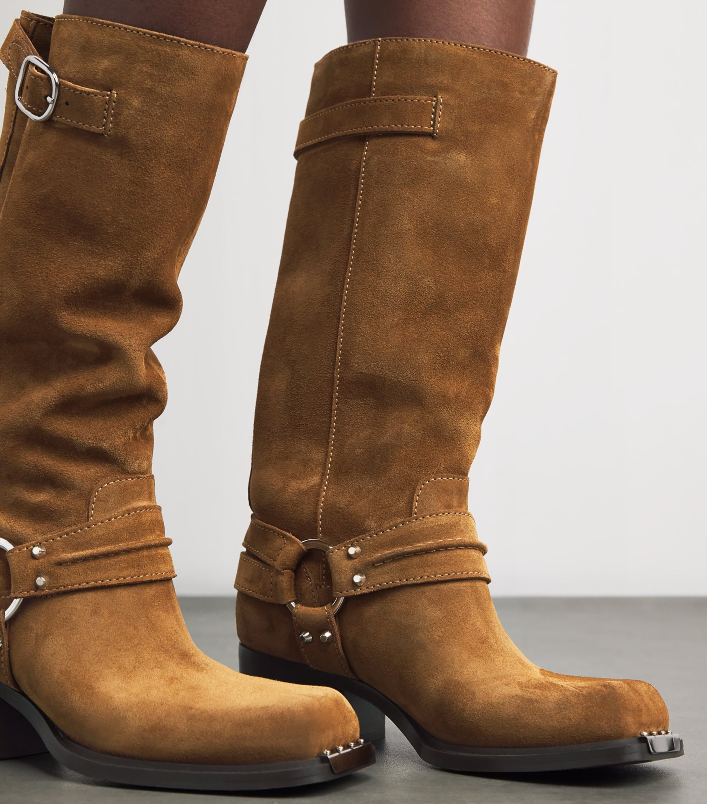 Suede Biker Boots CAMEL Image 2