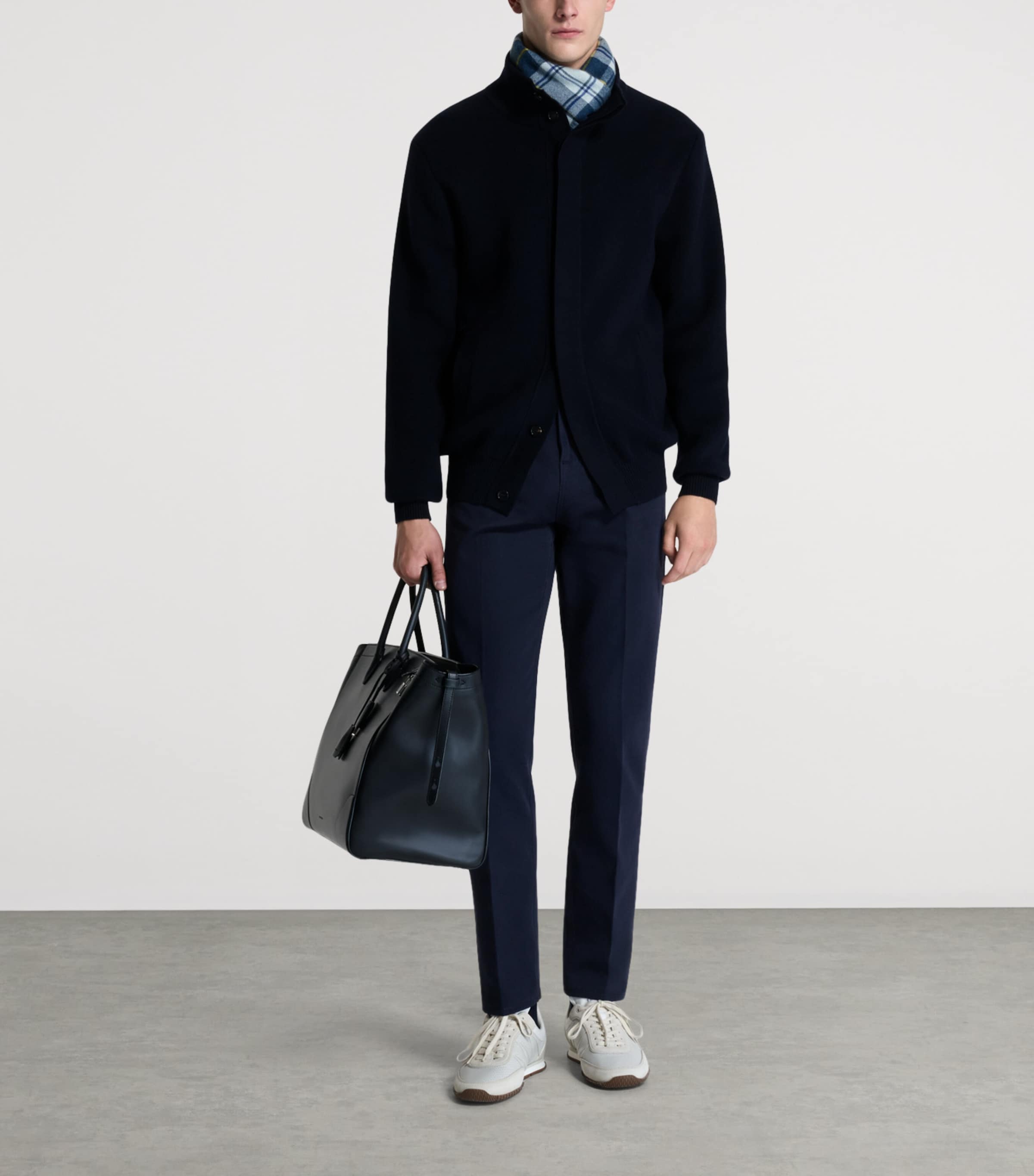 Dunhill Mens Cotton-Cashmere Athluxury Bomber Jacket Navy Image 2