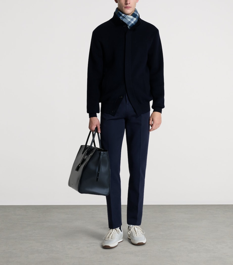 Dunhill Mens Cotton-Cashmere Athluxury Bomber Jacket Navy Image 2