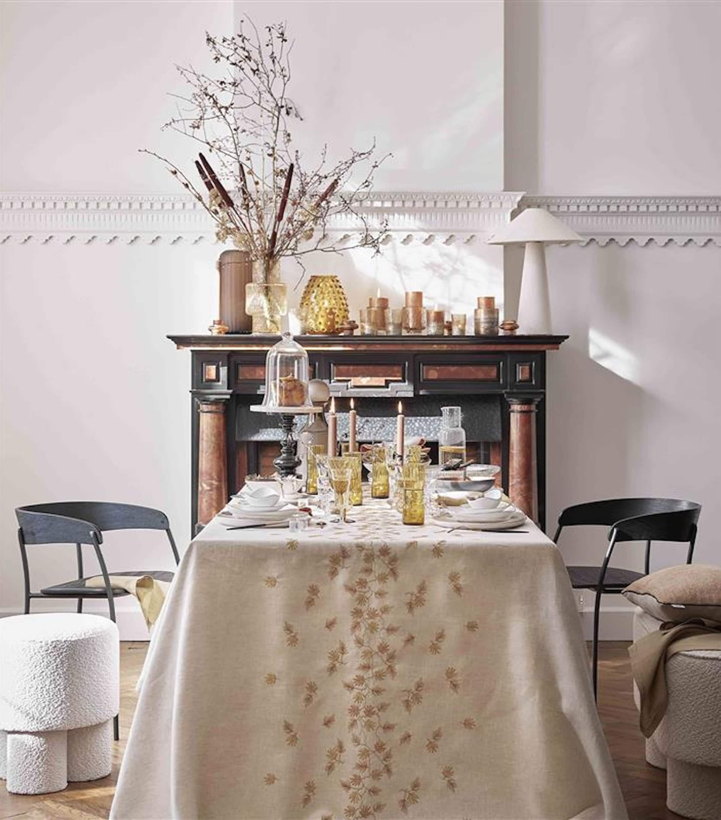 Linen Ramage Tablecloth (170cm x 320cm) NATUREL Image 3