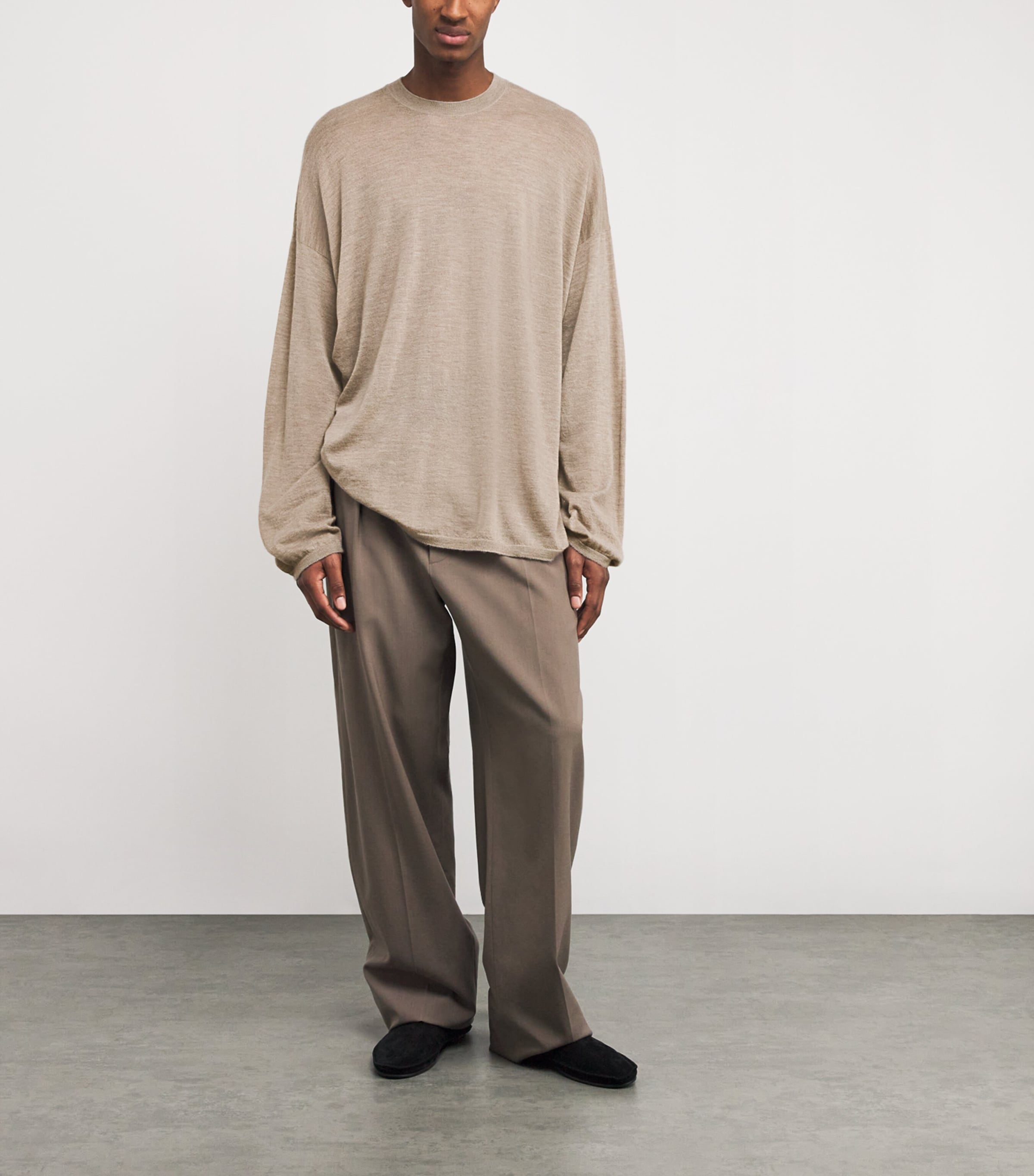 The Row Beige Akito Cashmere Long-Sleeve T-Shirt | Harrods UK