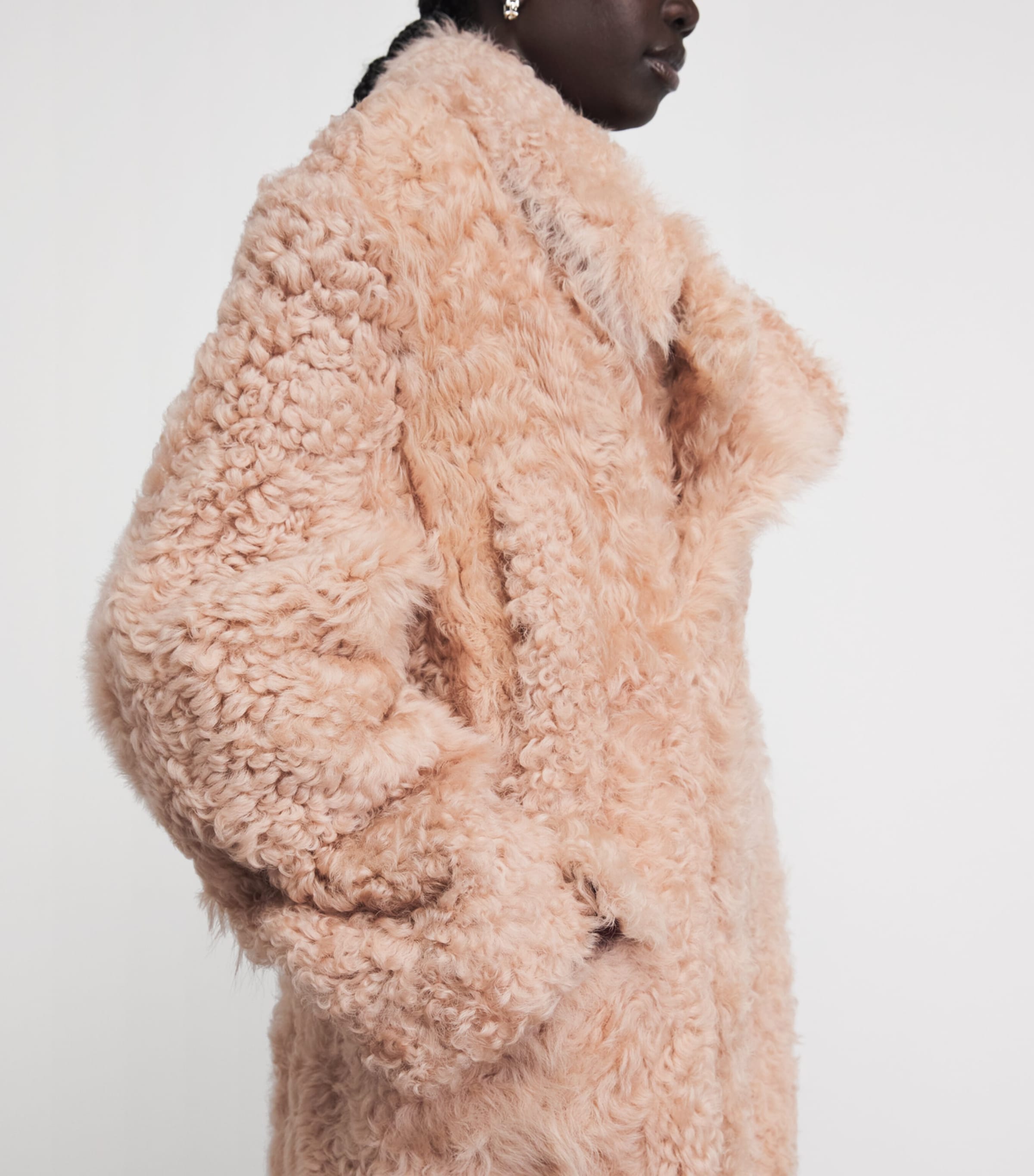 Victoria Beckham Womens Shearling Overcoat Barley Pink Image 5