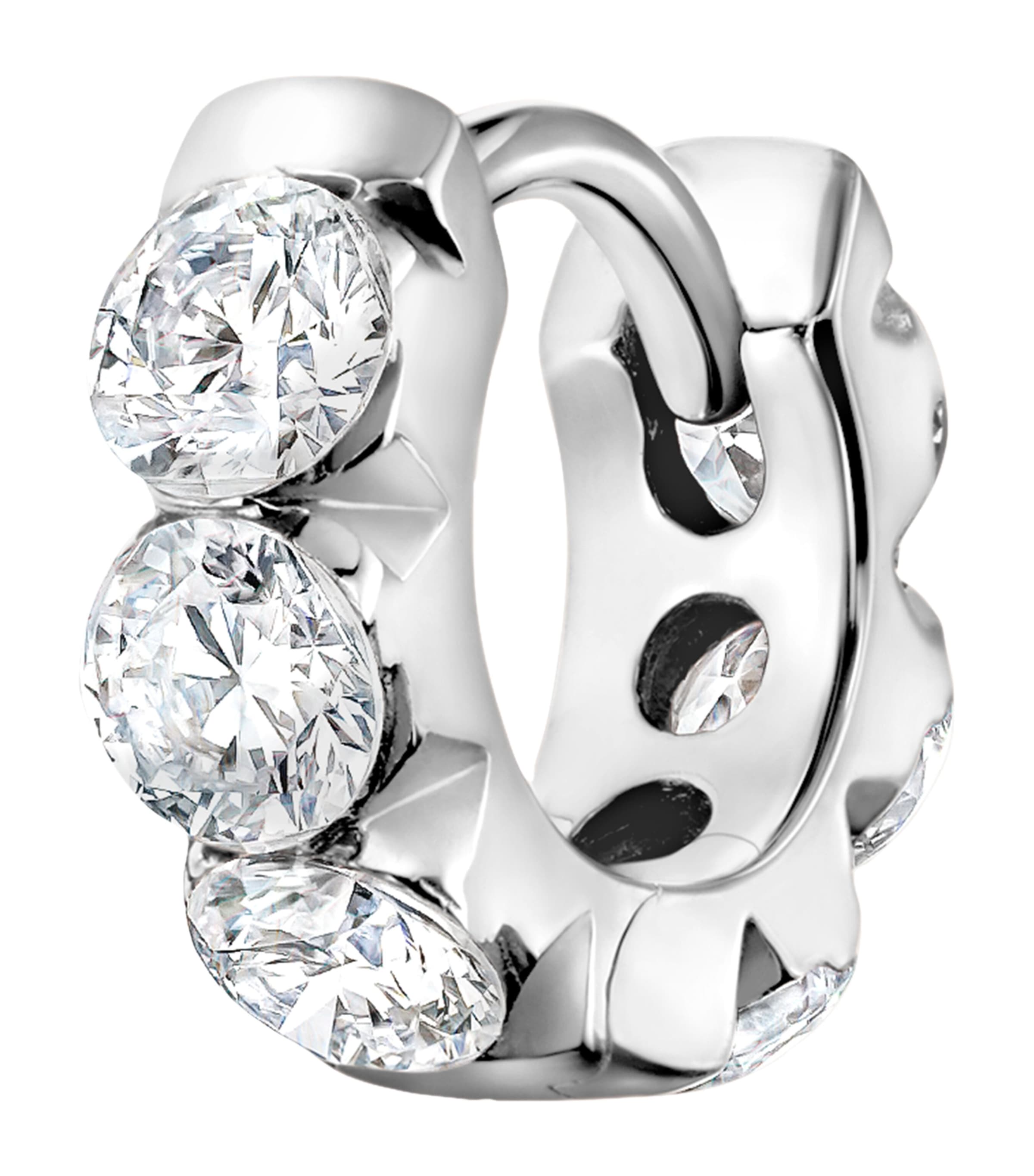 Diamond Eternity Single Hoop Earring (5mm) WHITE GOLD Image 1