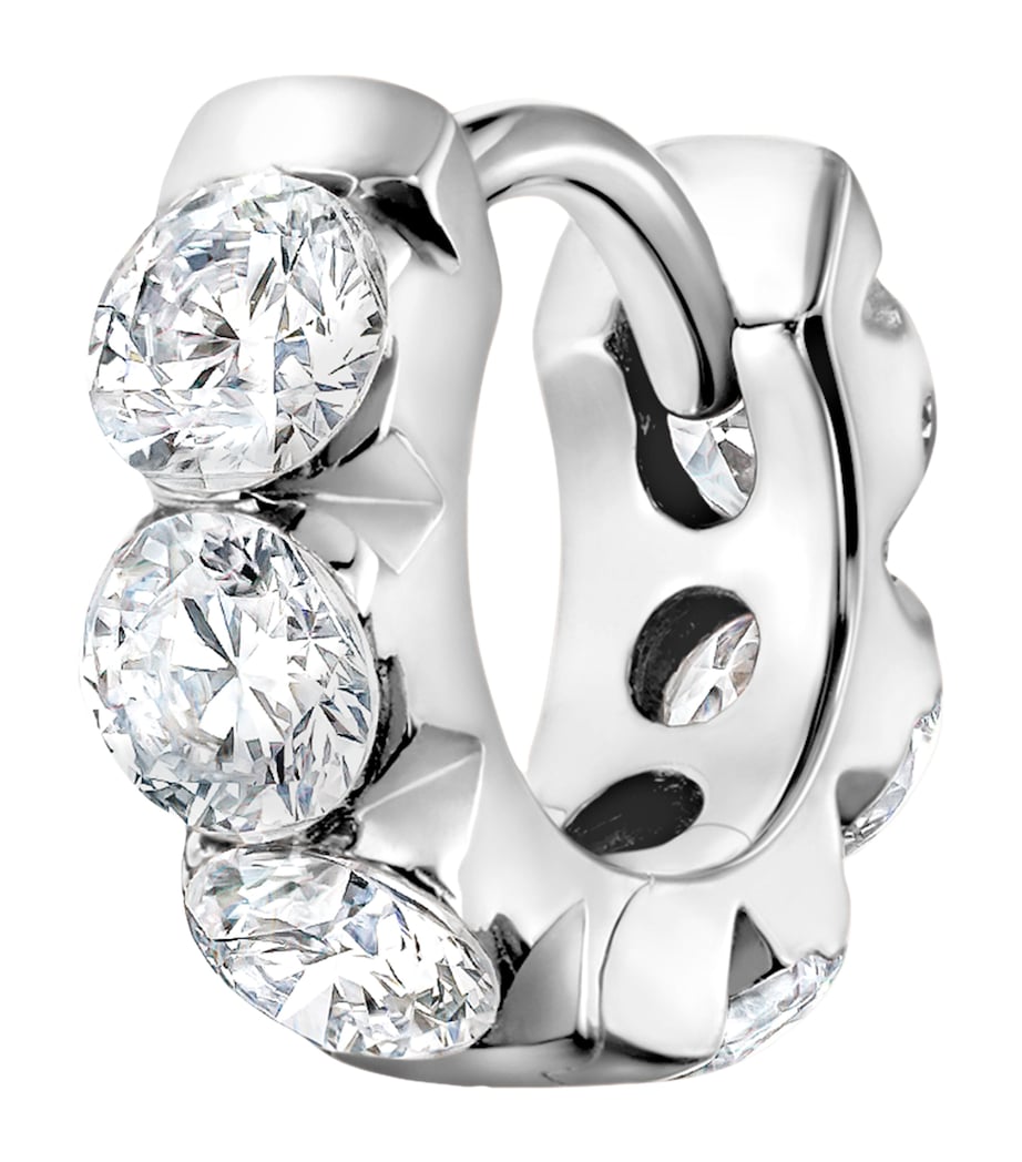Diamond Eternity Single Hoop Earring (5mm) WHITE GOLD Image 1
