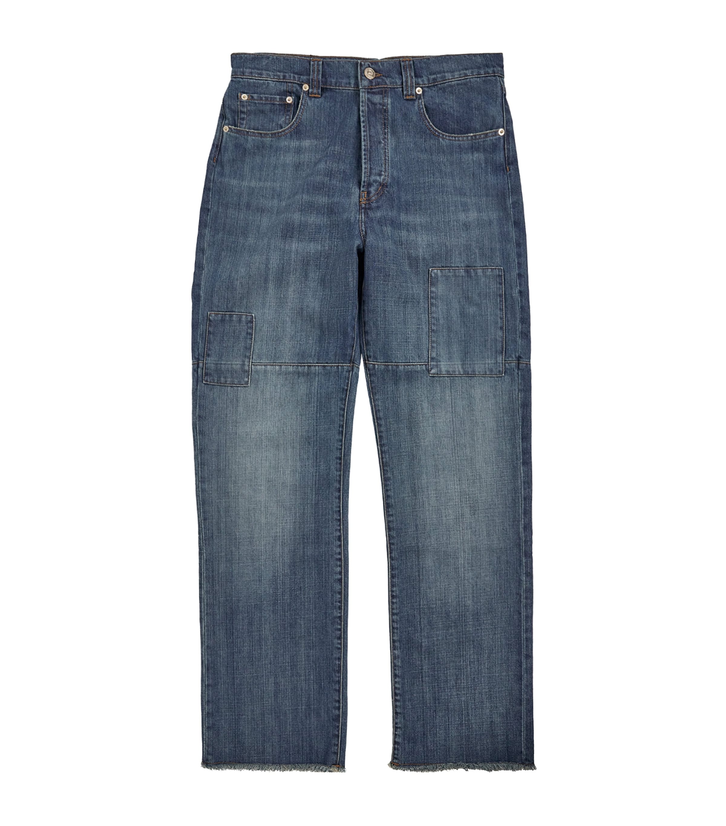 Frayed-Hem Straight Jeans BLUE VINTAGE WASH Image 1