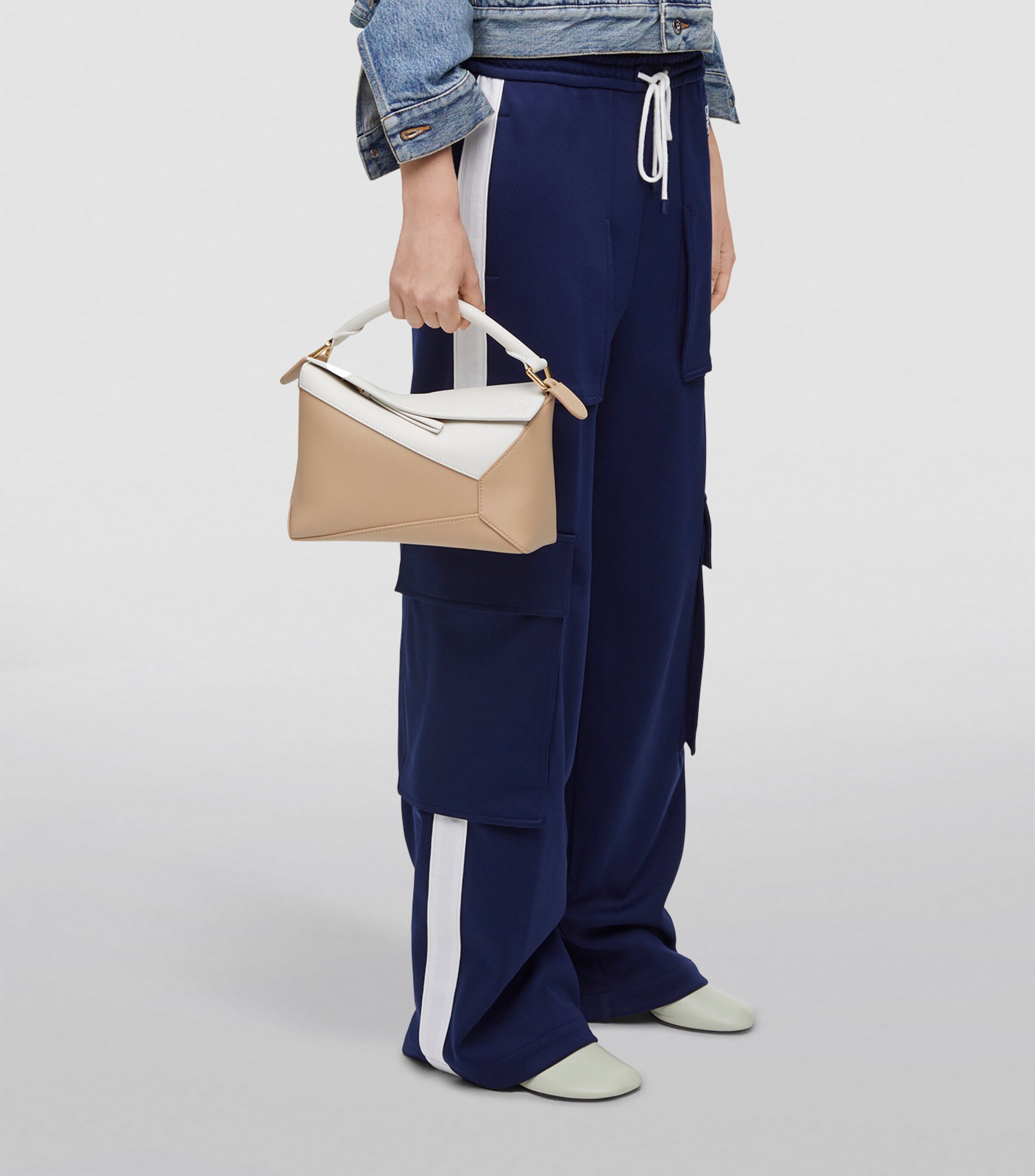 LOEWE Small Leather Puzzle Top-Handle Bag Soft White/paper Image 9