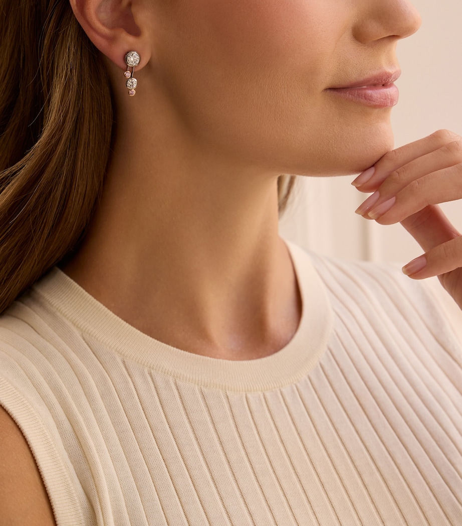 Boodles Rose Gold, Platinum and Mixed Diamond Drop Earrings Platinum Image 2
