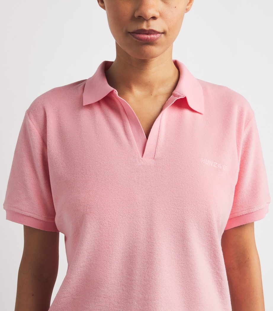 Cotton Terry Towelling Polo Shirt PINK Image 6
