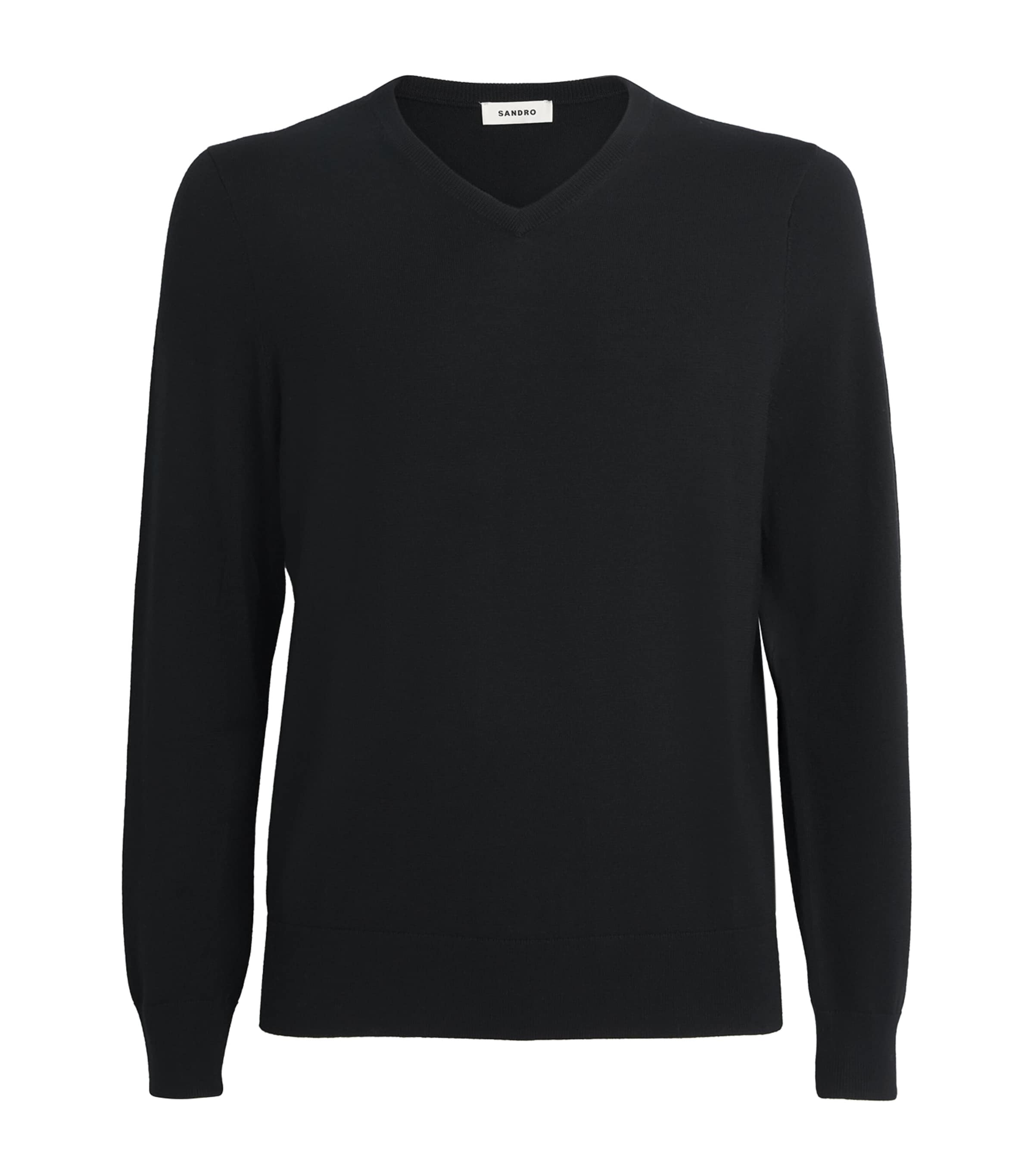 Wool V-Neck Sweatshirt BLACK Image 1