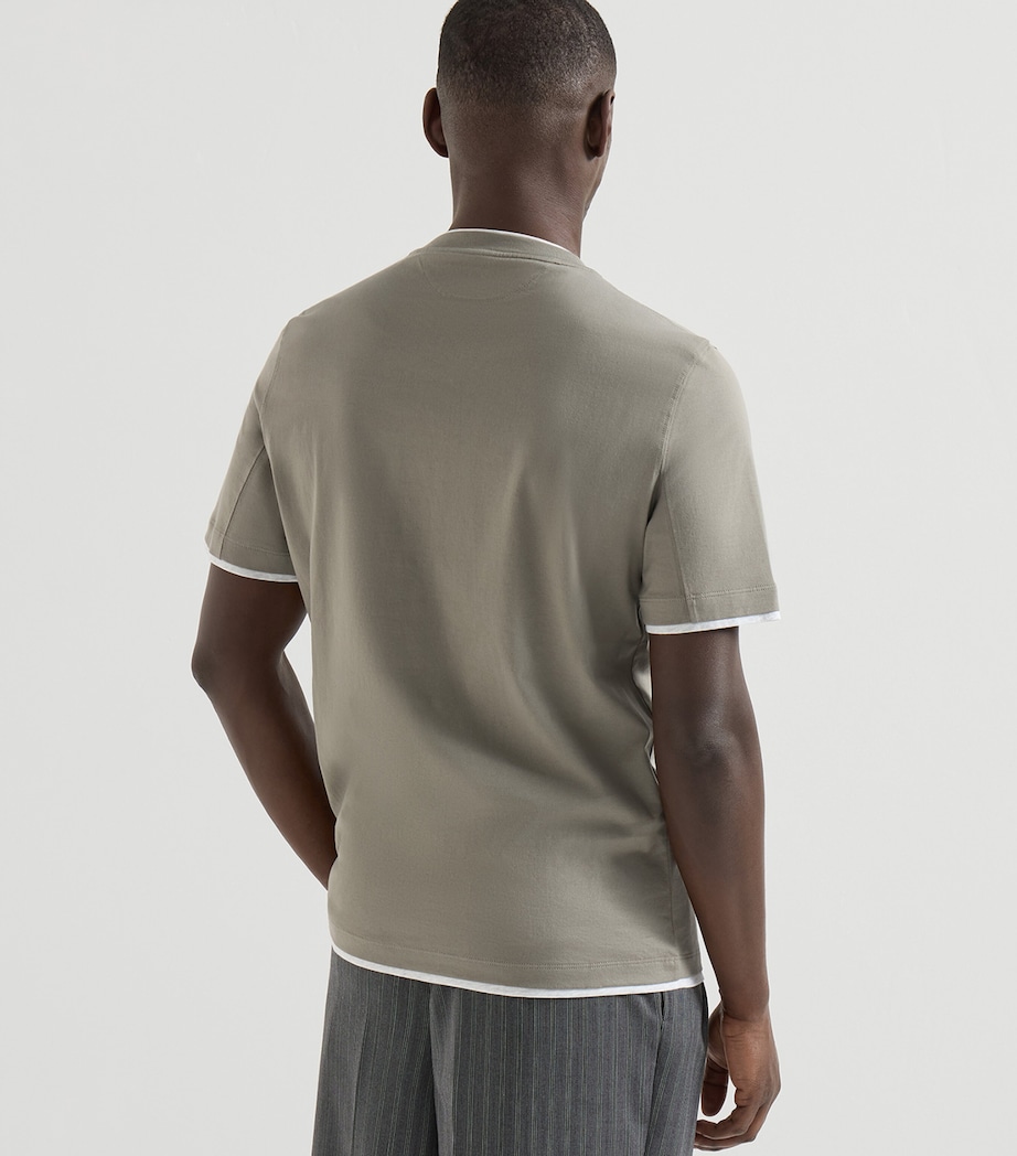 Brunello Cucinelli Mens Cotton Faux-Layered T-Shirt Image 4