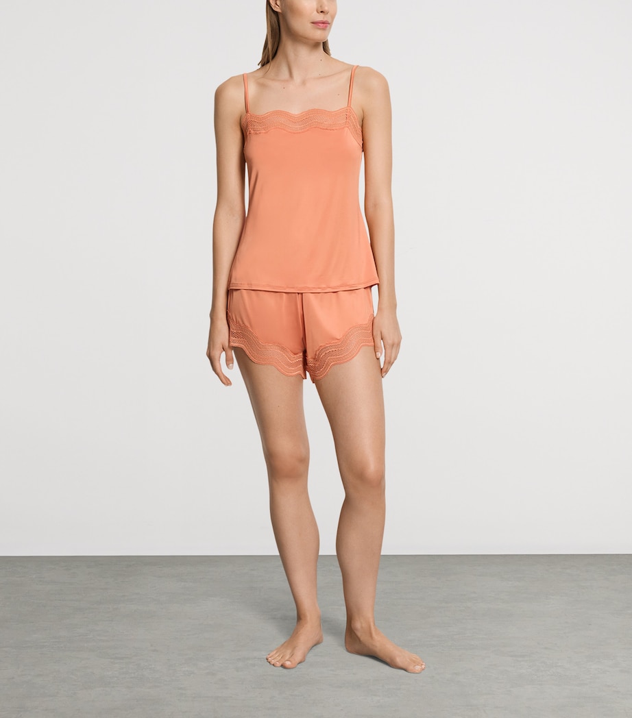 Hanro Womens Cira Pyjama Shorts Light Carnelian Image 4