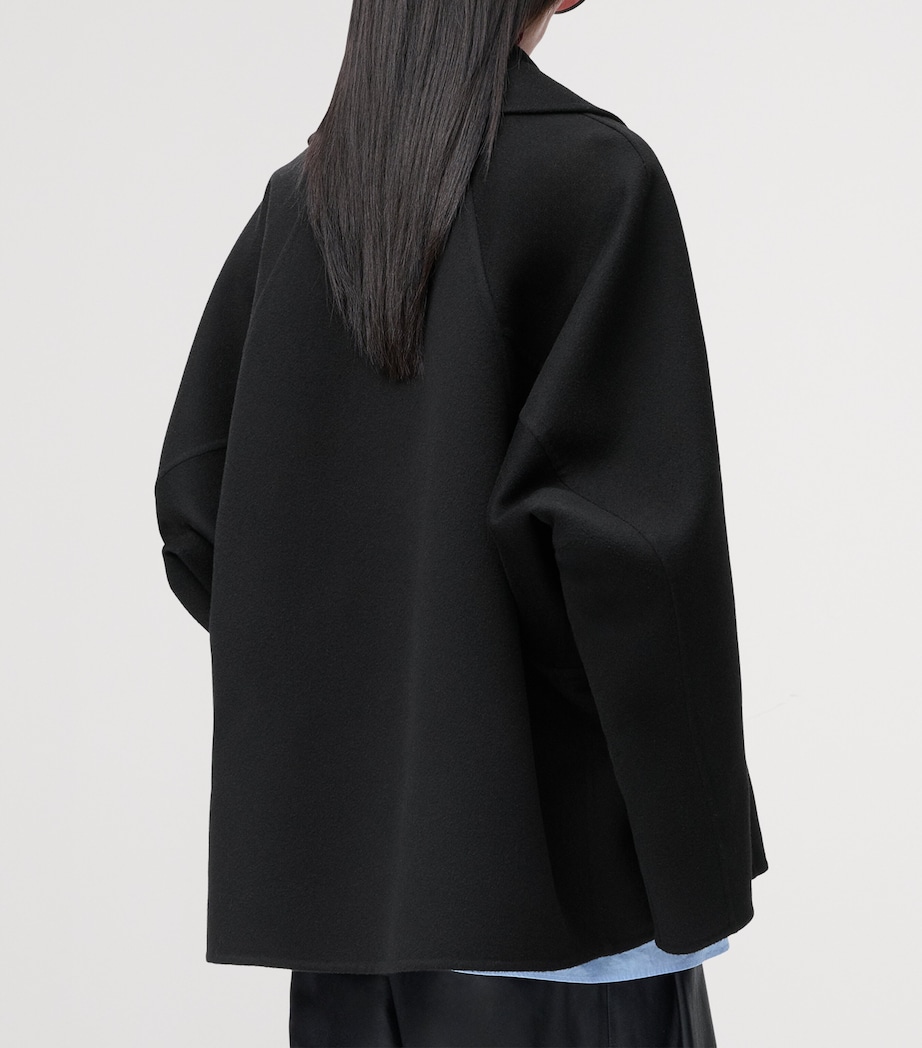 Wool Double-Breasted Short Coat BLACK Image 4