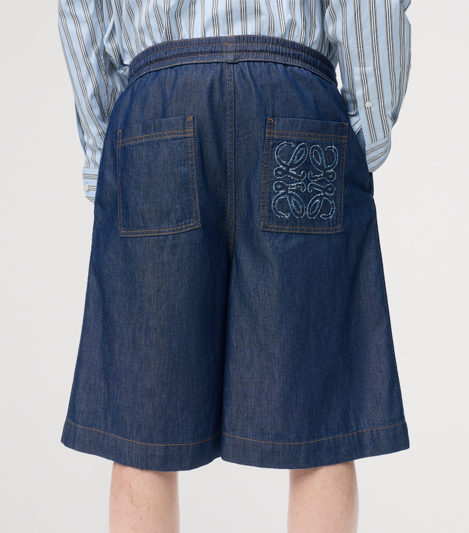 LOEWE Mens Drawstring Denim Shorts Denim Blue Image 5