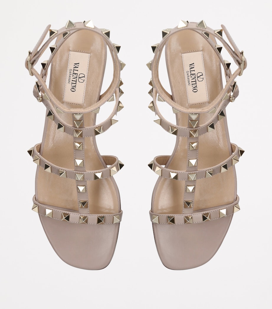 Leather Rockstud Gladiator Sandals PALE PINK Image 6