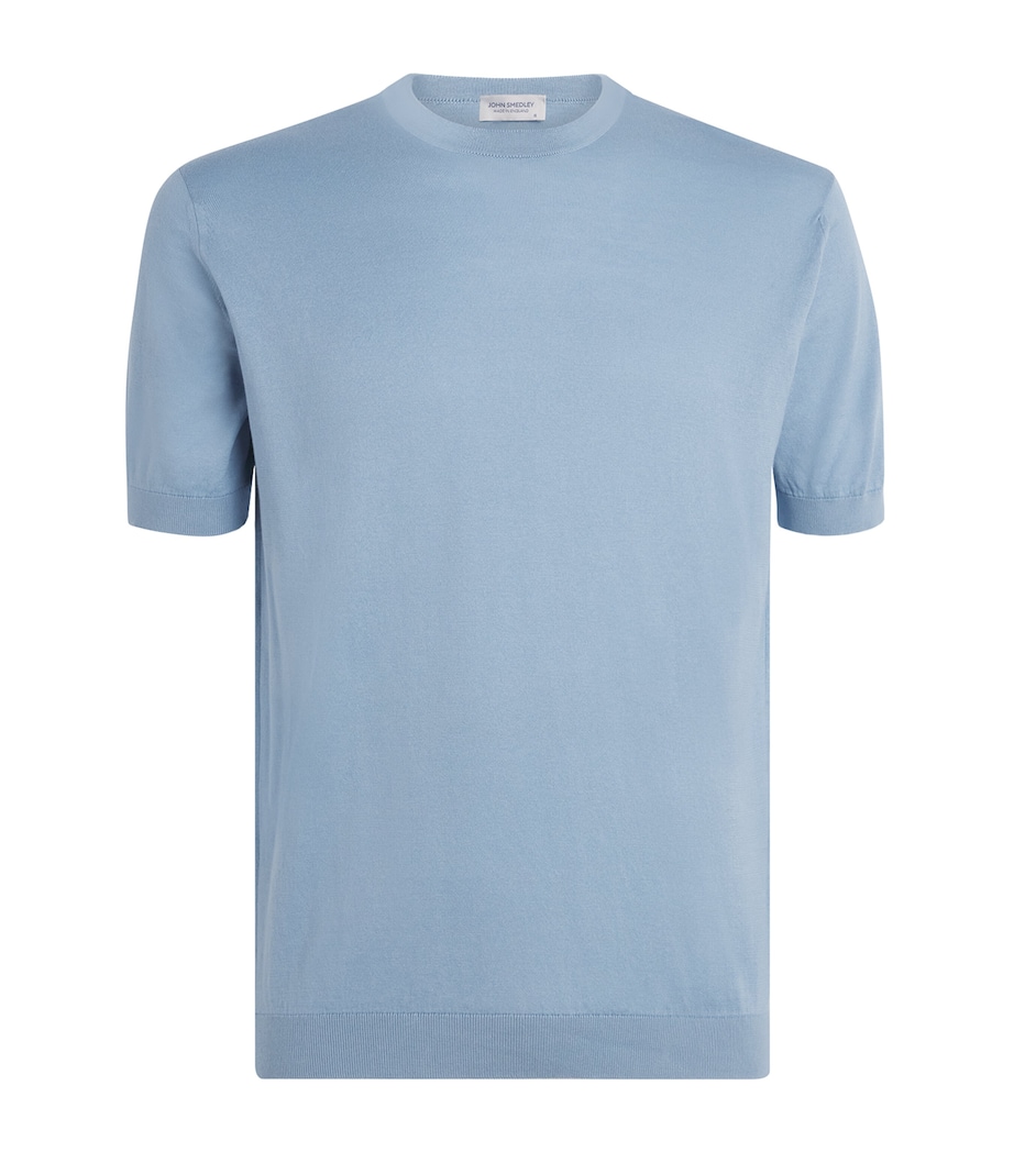 John Smedley Mens Merino Wool T-Shirt Cove Blue Image 1
