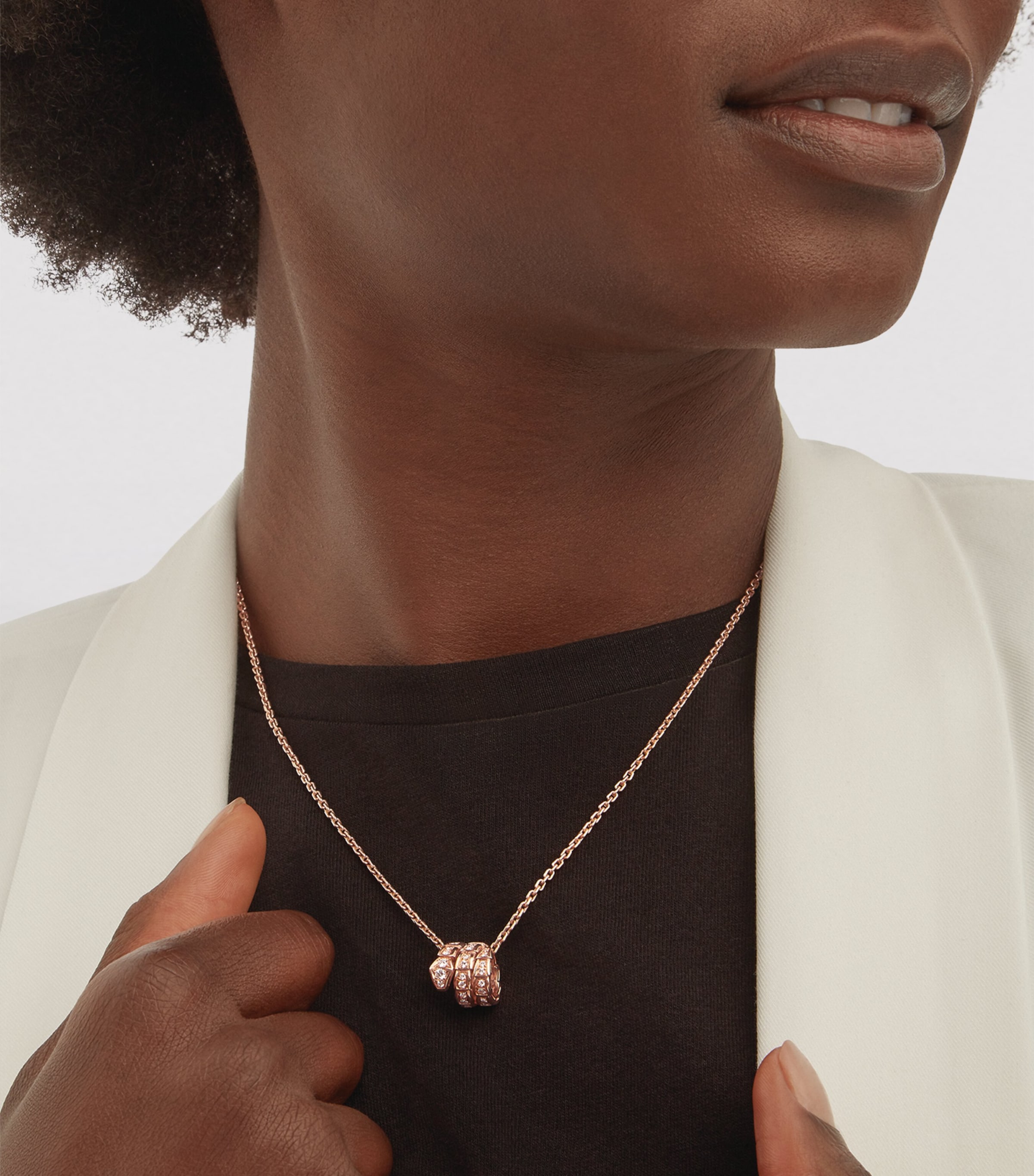 Rose Gold and Diamond Serpenti Viper Necklace PINK GOLD Image 2