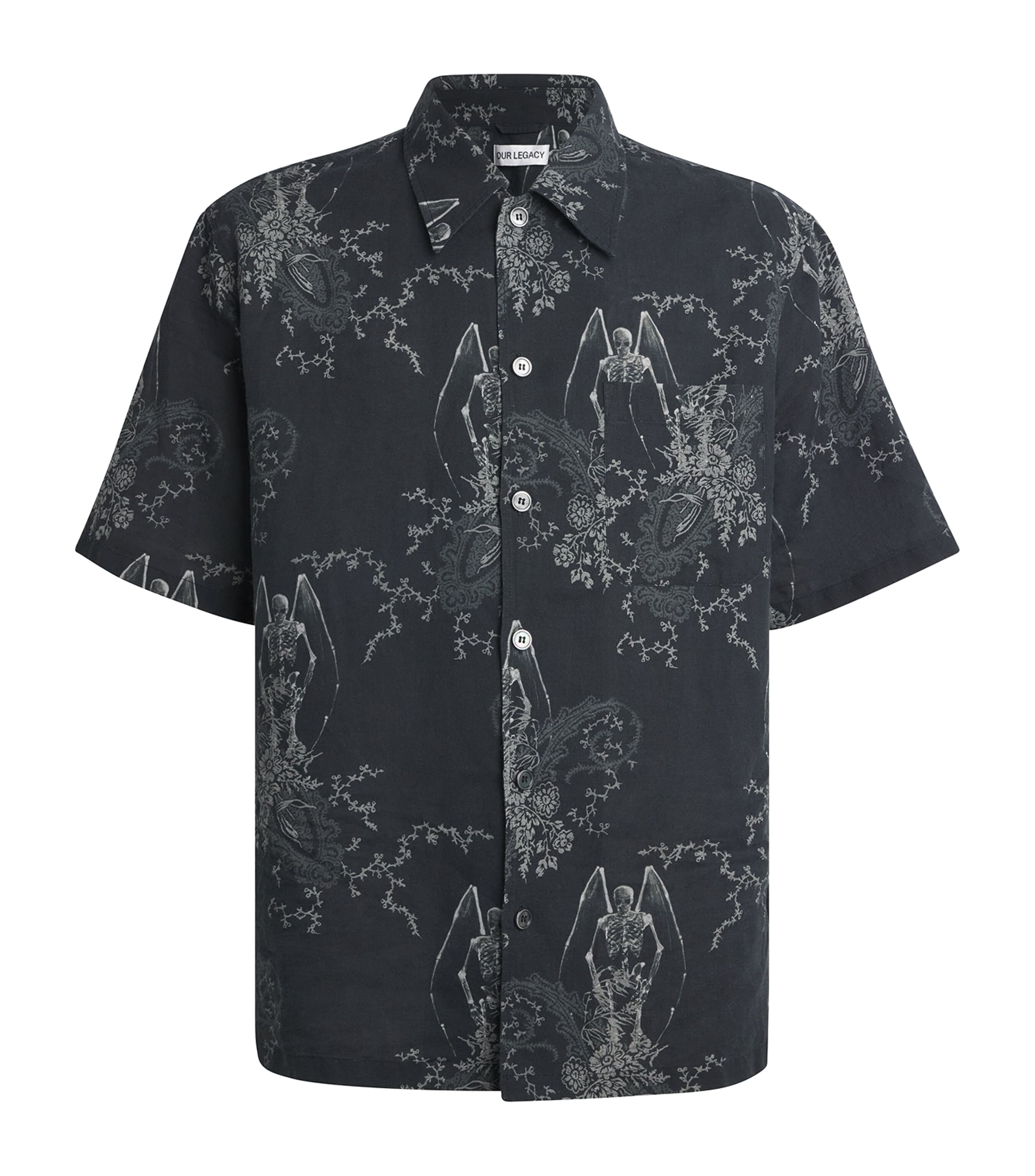 Our Legacy Mens Cotton-Linen Every Short-Sleeve Shirt Death Paisley Print Image 1