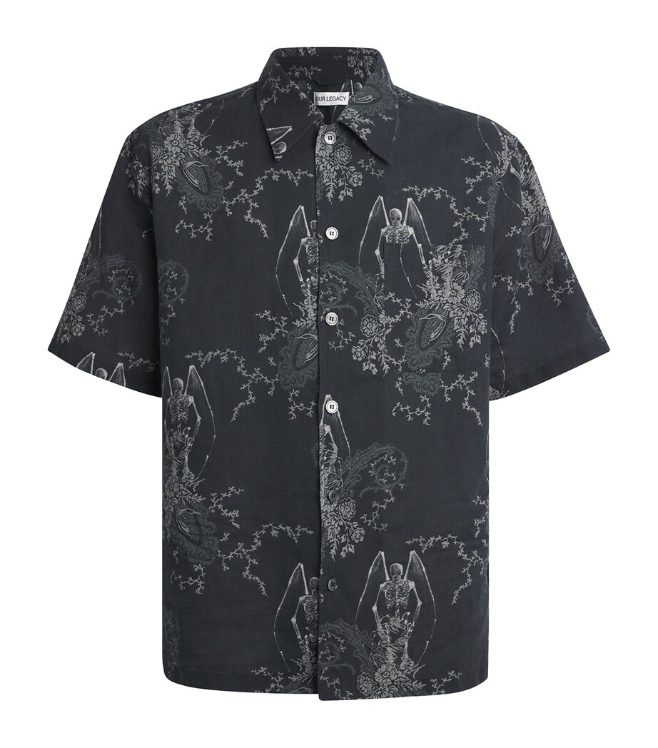 Our Legacy Mens Cotton-Linen Every Short-Sleeve Shirt Death Paisley Print Image 1