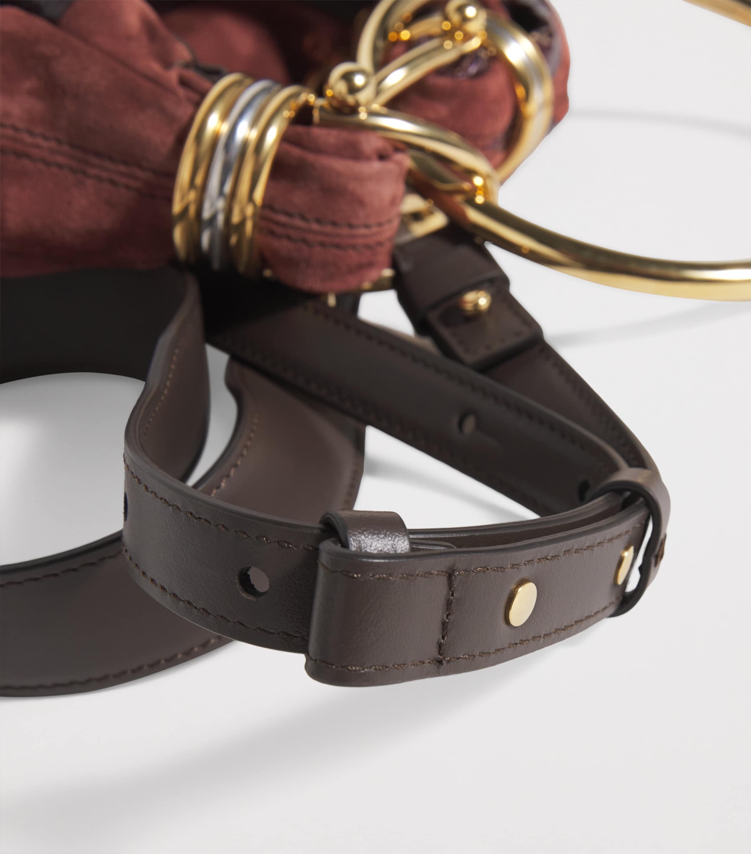 Mini Suede Snakeskin-Effect Bracelet Top-Handle Bag CRAFTY BROWN Image 6