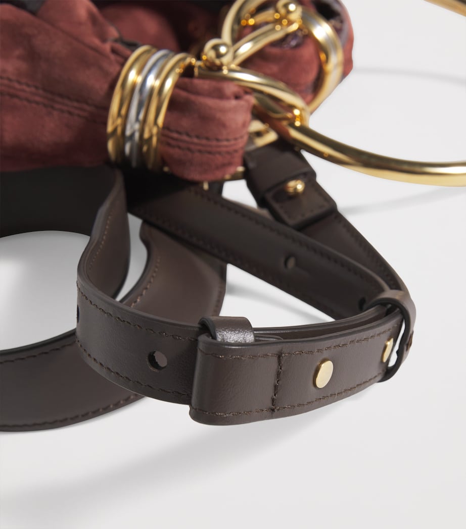 Mini Suede Snakeskin-Effect Bracelet Top-Handle Bag CRAFTY BROWN Image 6