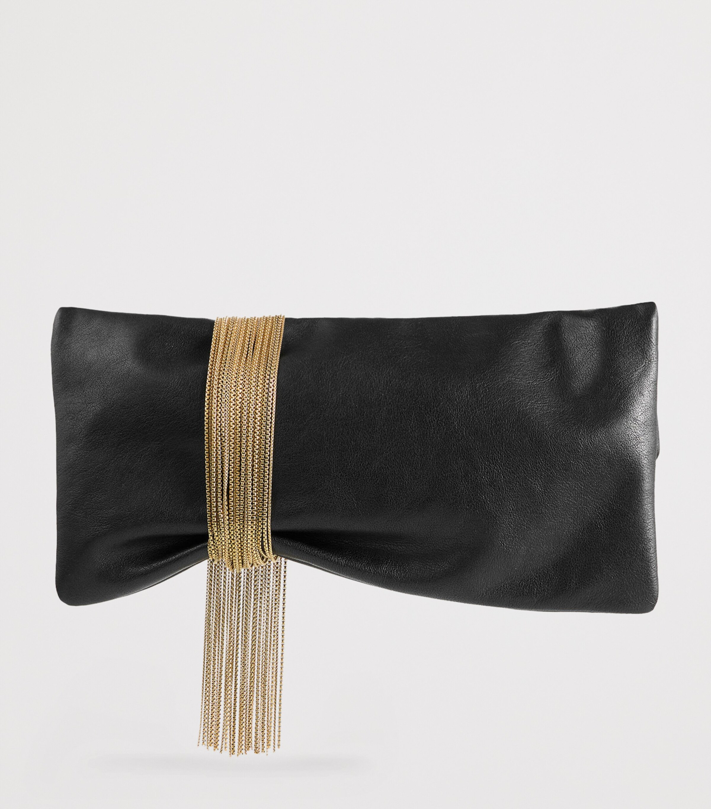 Zandra Biker Leather Clutch Bag BLACK/GOLD Image 4