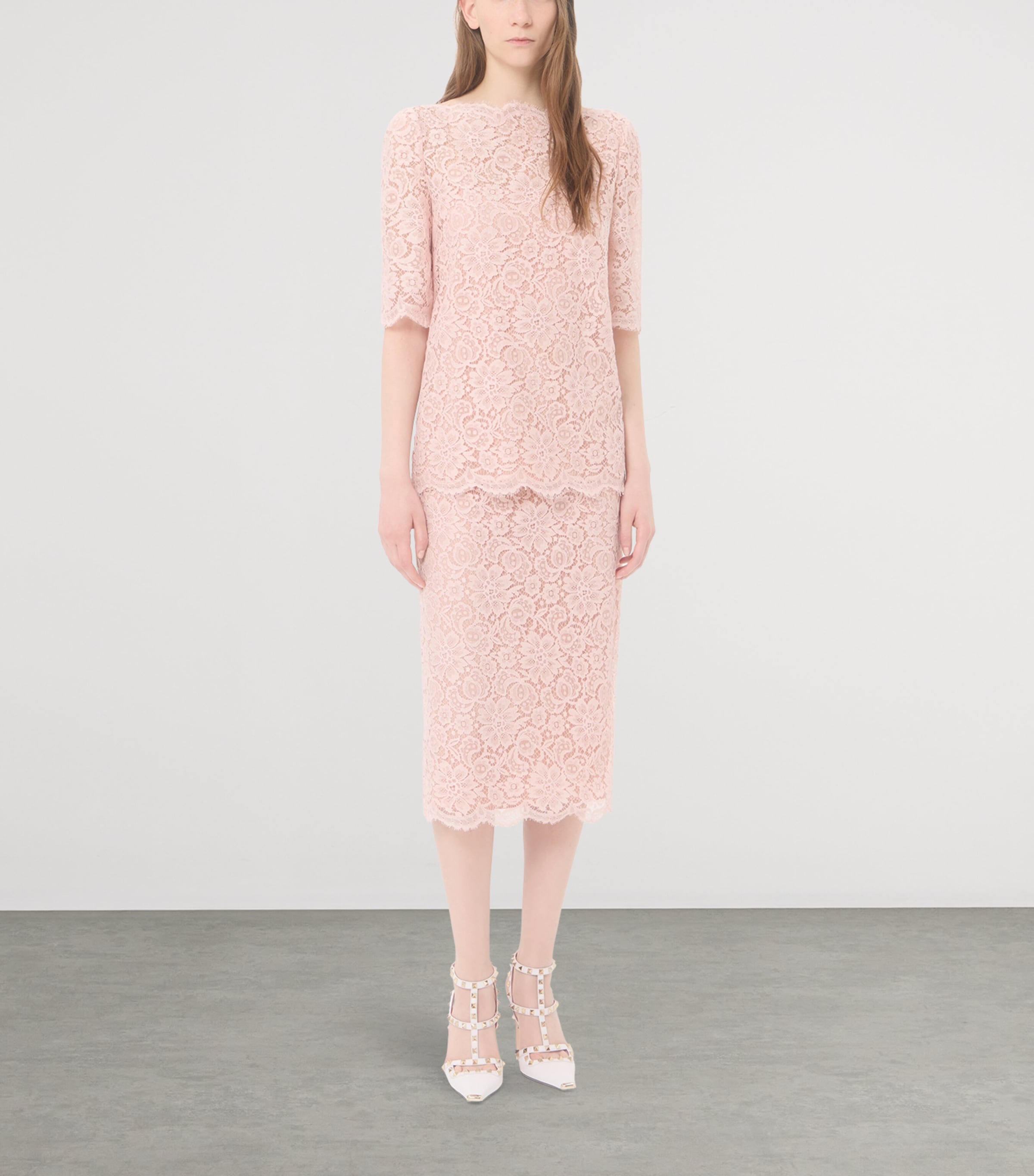 Valentino Womens Lace Boat-Neck Blouse Image 2
