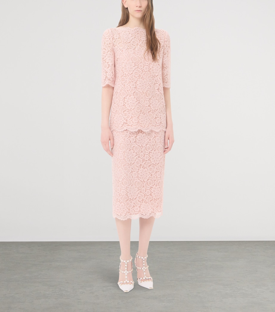 Valentino Womens Lace Boat-Neck Blouse Image 2