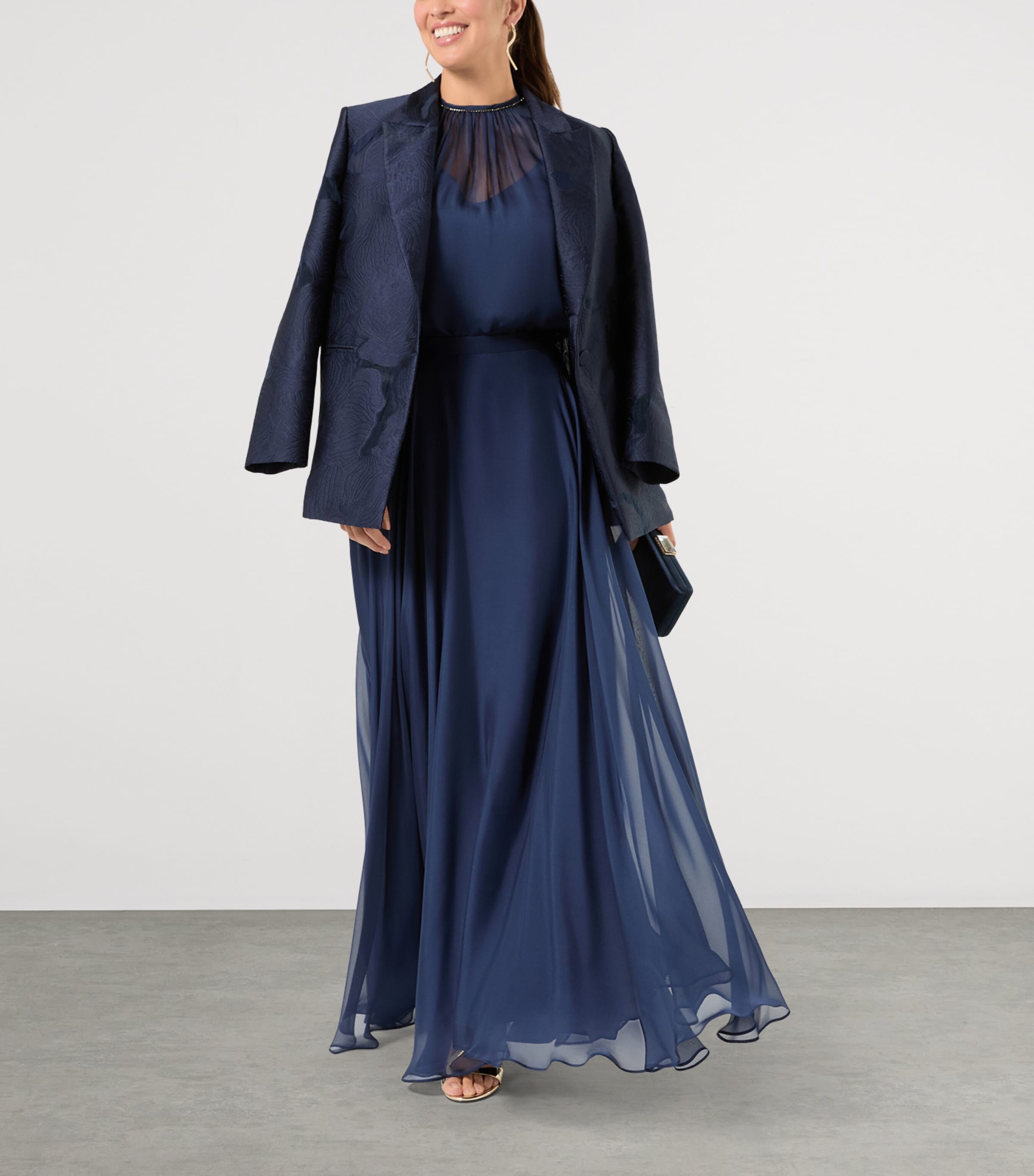Marina Rinaldi Womens Silk Chiffon Blouse Navy Image 2