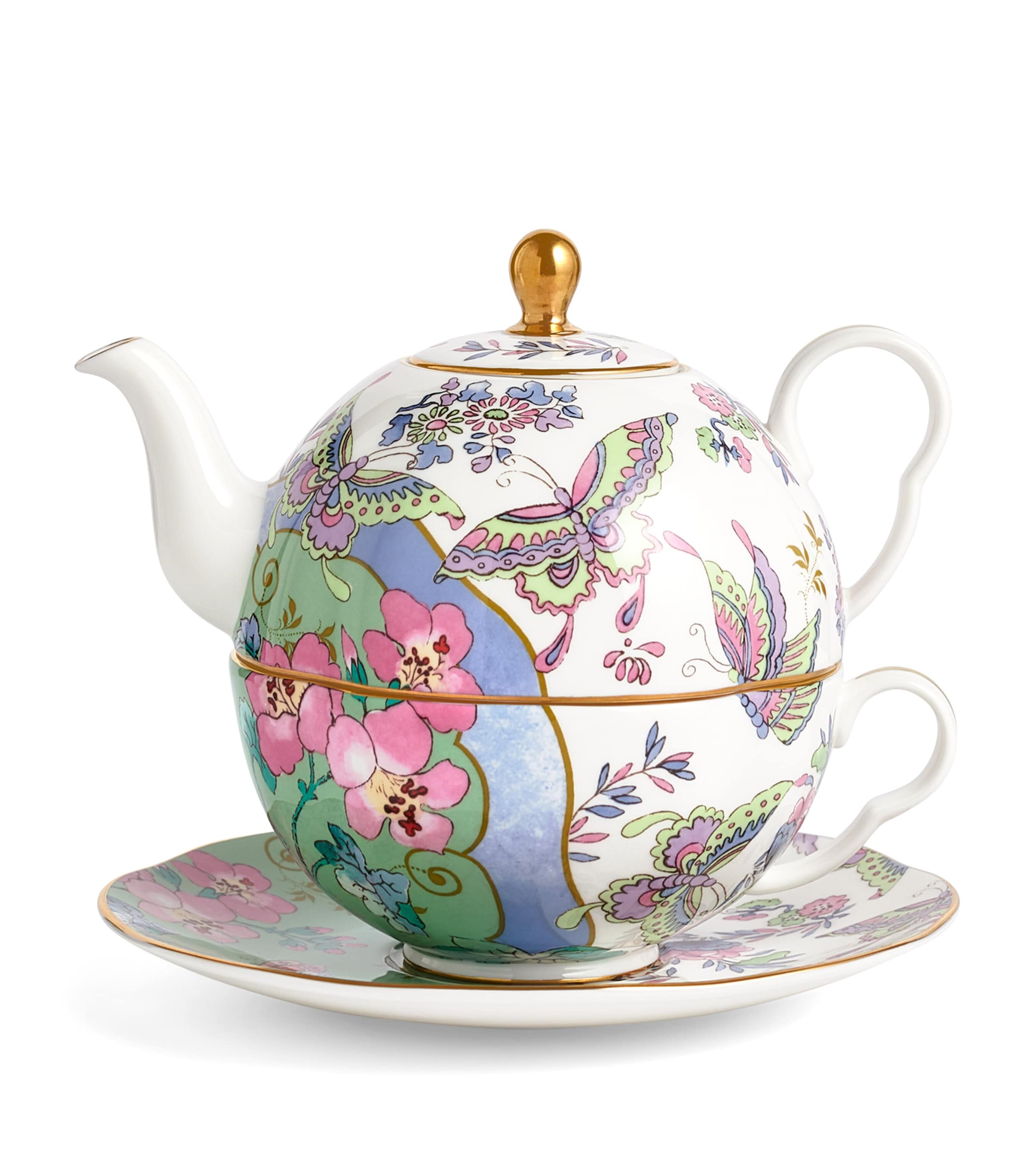Bone China Butterfly Bloom Tea For One Teapot Set MULTI Image 1