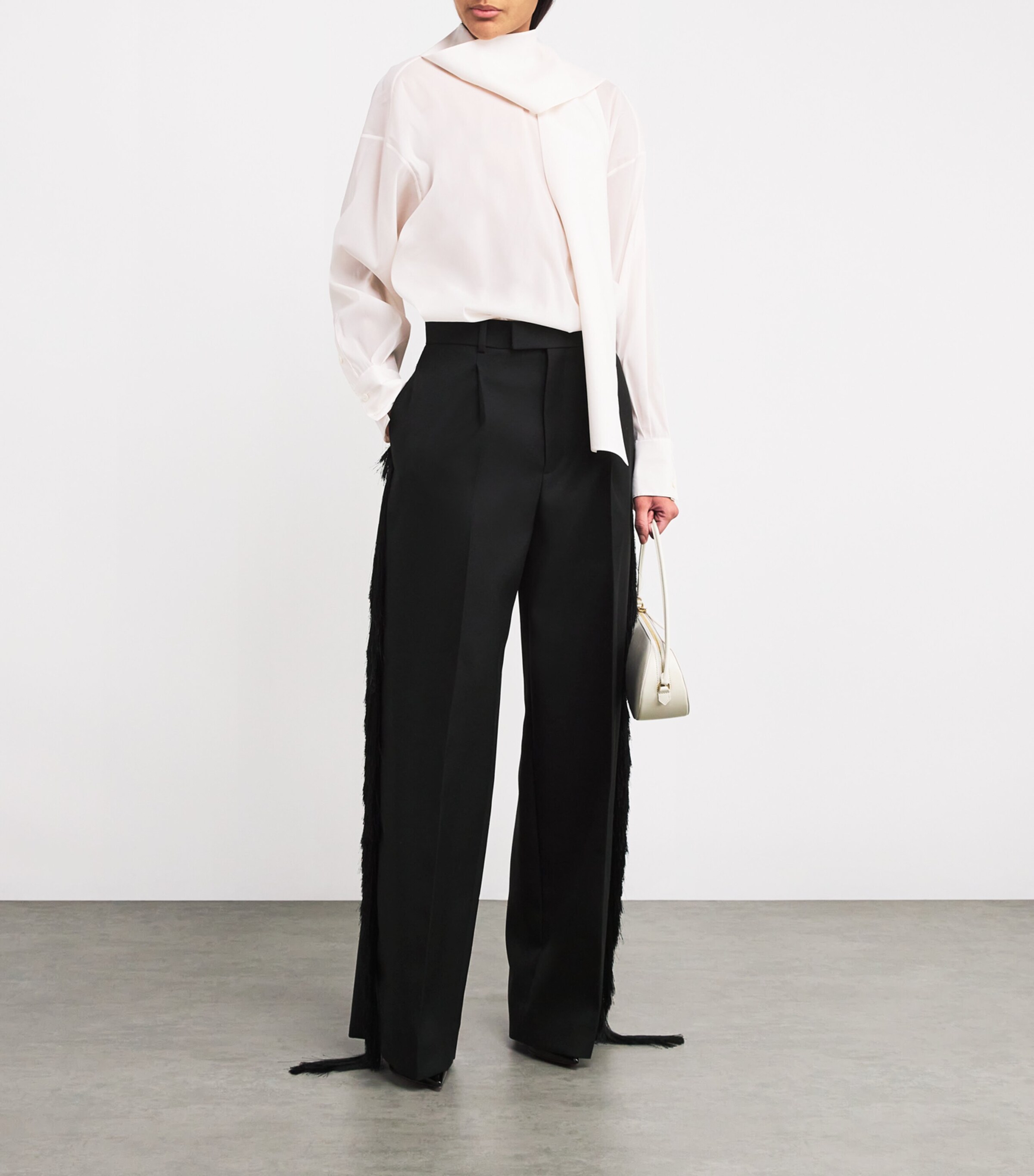 パンツ Carven Fringed Trousers Carven Tuxedo Wool Fringe-Detail Trousers | Harrods US