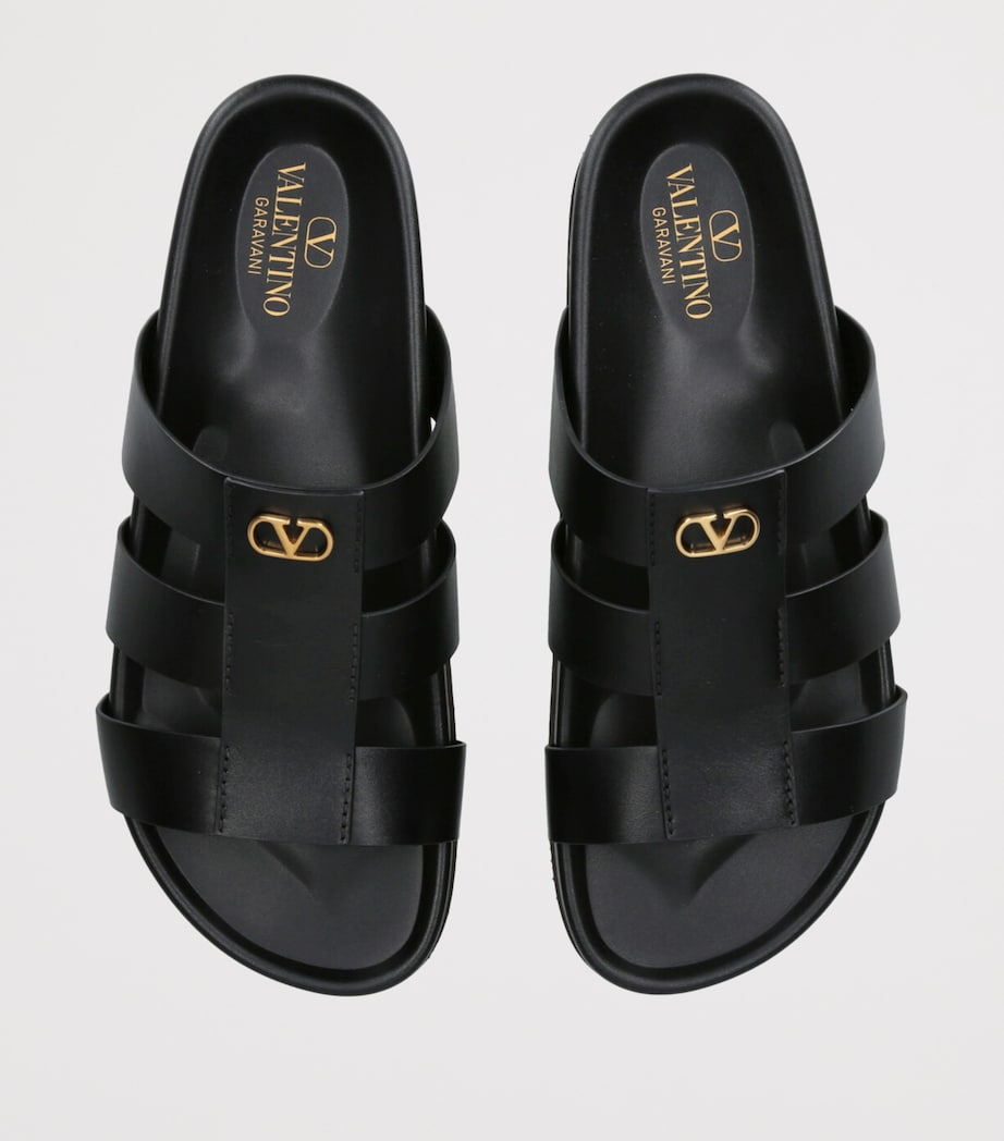 Leather Studshield Slides BLACK Image 4