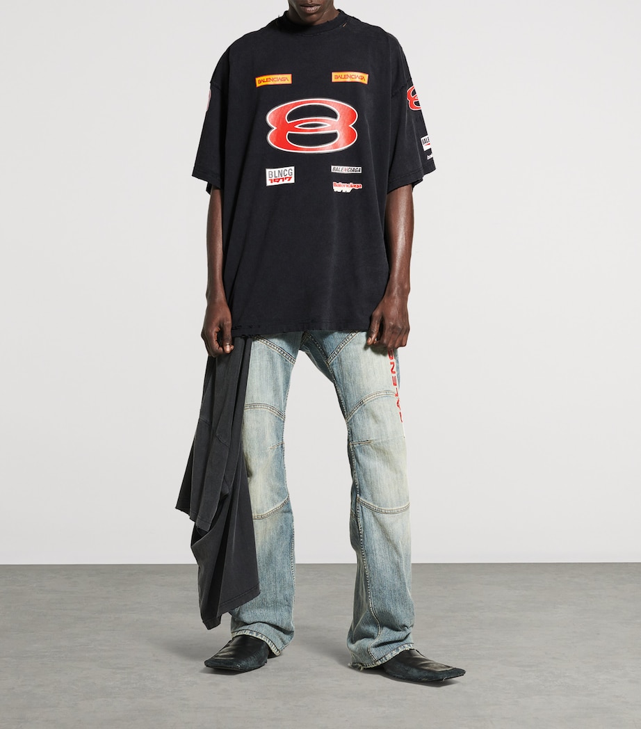 Balenciaga Mens Oversized Distressed Logo T-Shirt Image 4