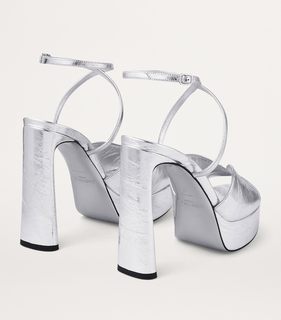 Karli 125 Metallic Lambskin Platform Sandals SILVER Image 3