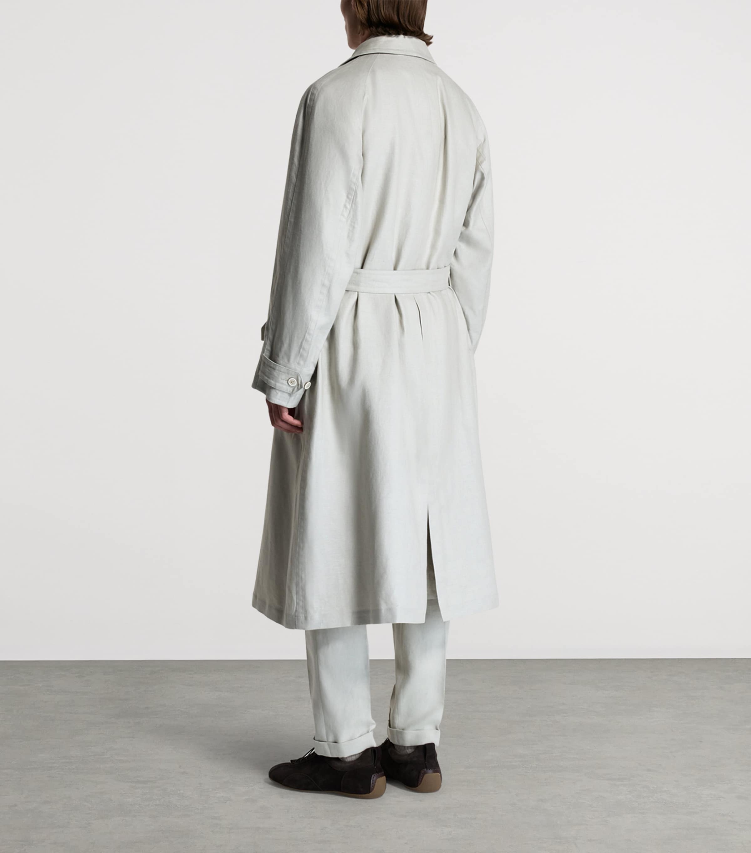 Dunhill Mens Linen Archive Trench Coat Grey Image 3