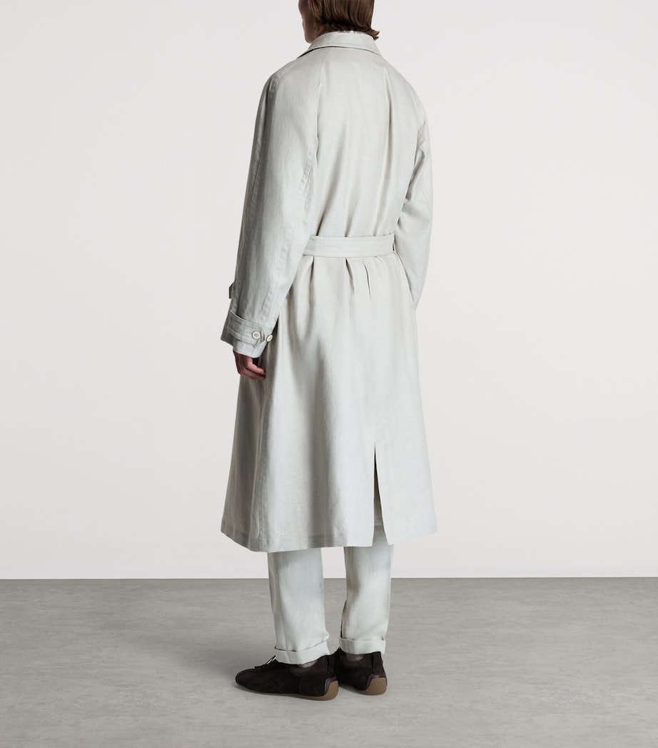 Dunhill Mens Linen Archive Trench Coat Grey Image 3