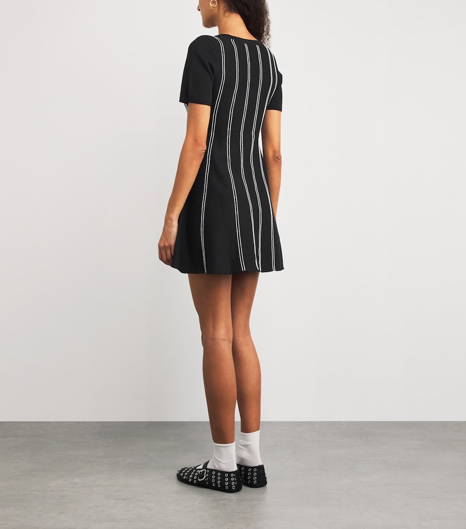 Knitted Stripe Mini Dress BLACK Image 3