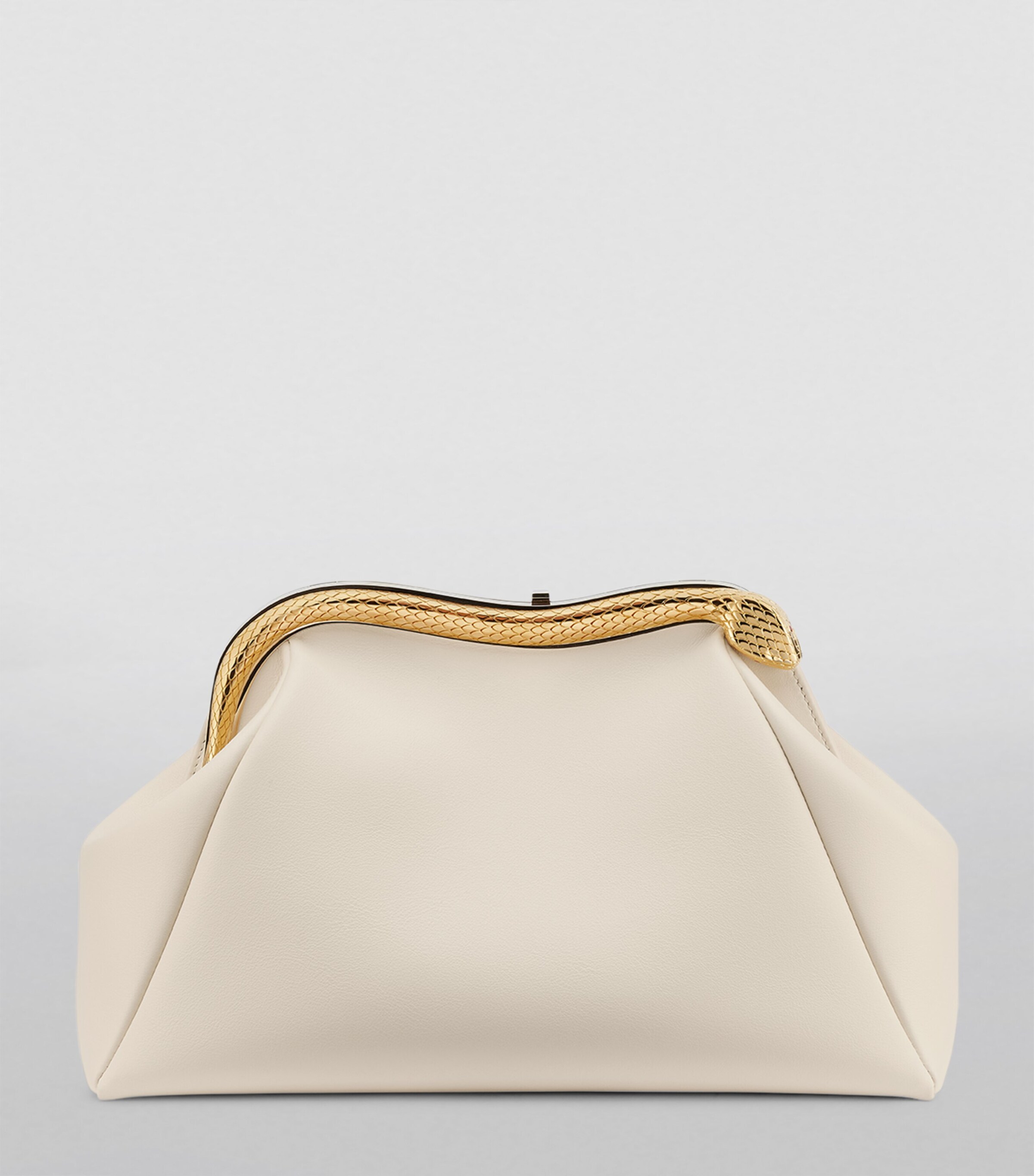 Bvlgari Medium Leather Serpentine Clutch Bag White Image 5
