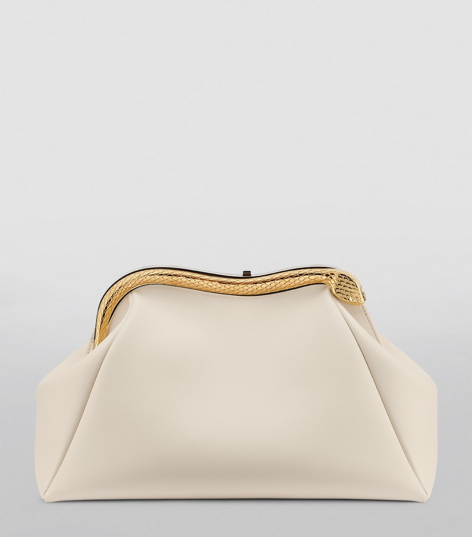 Bvlgari Medium Leather Serpentine Clutch Bag White Image 5